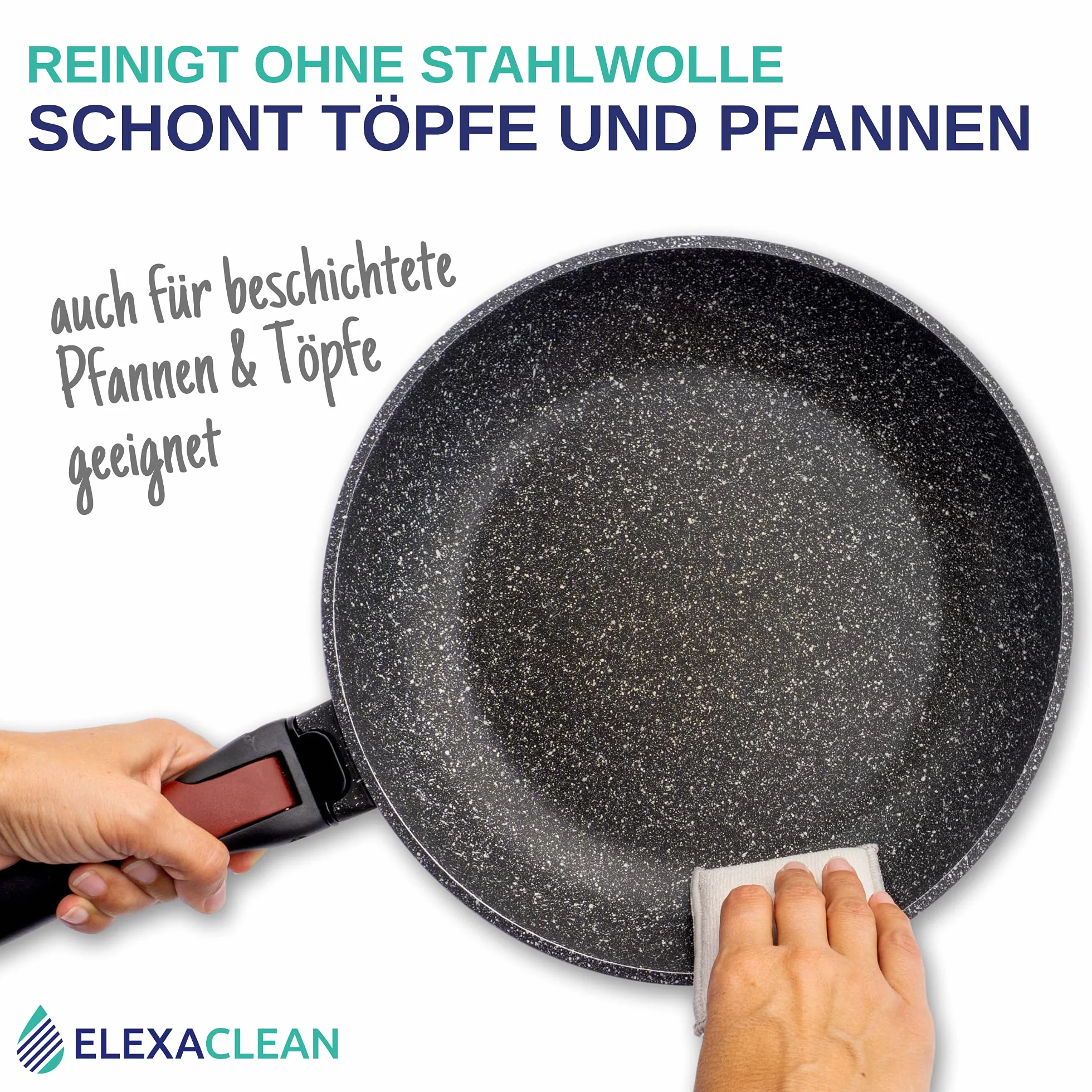 ELEXACLEAN gąbka kuchenna 3 szt., zmywak do garnków do prania i wielokrotnego użytku, mikrofibra do kuchni i domu, (12x10 cm (large), antracyt)
