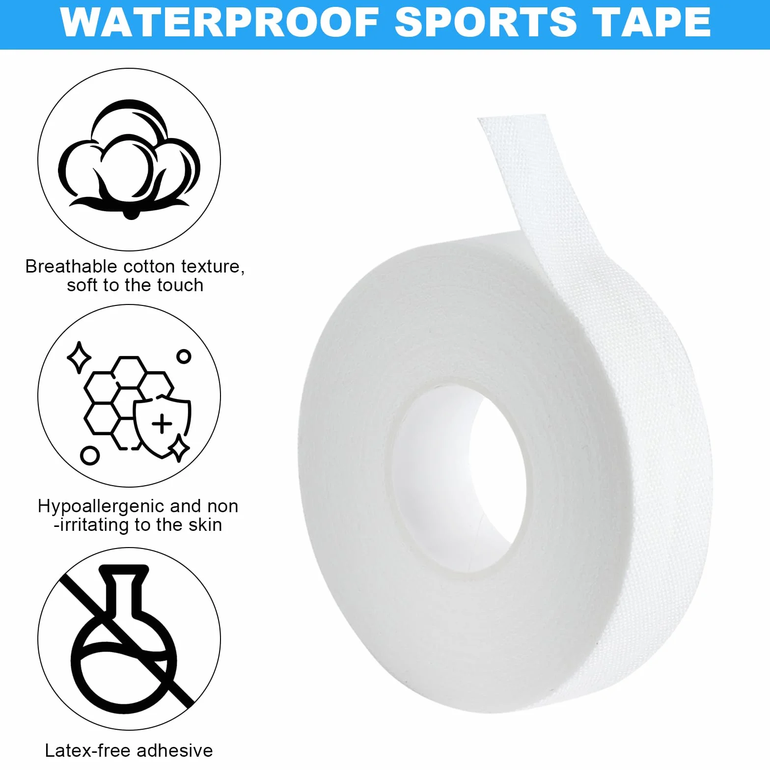 4 rolki taśmy sportowej z nożyczkami, elastyczna taśma do wspinaczki do uchwytu i ochrony, 1,5 cm x 10 m, biała oddychająca taśma chroniąca przed urazami, do piłki nożnej, boulderingu, treningu