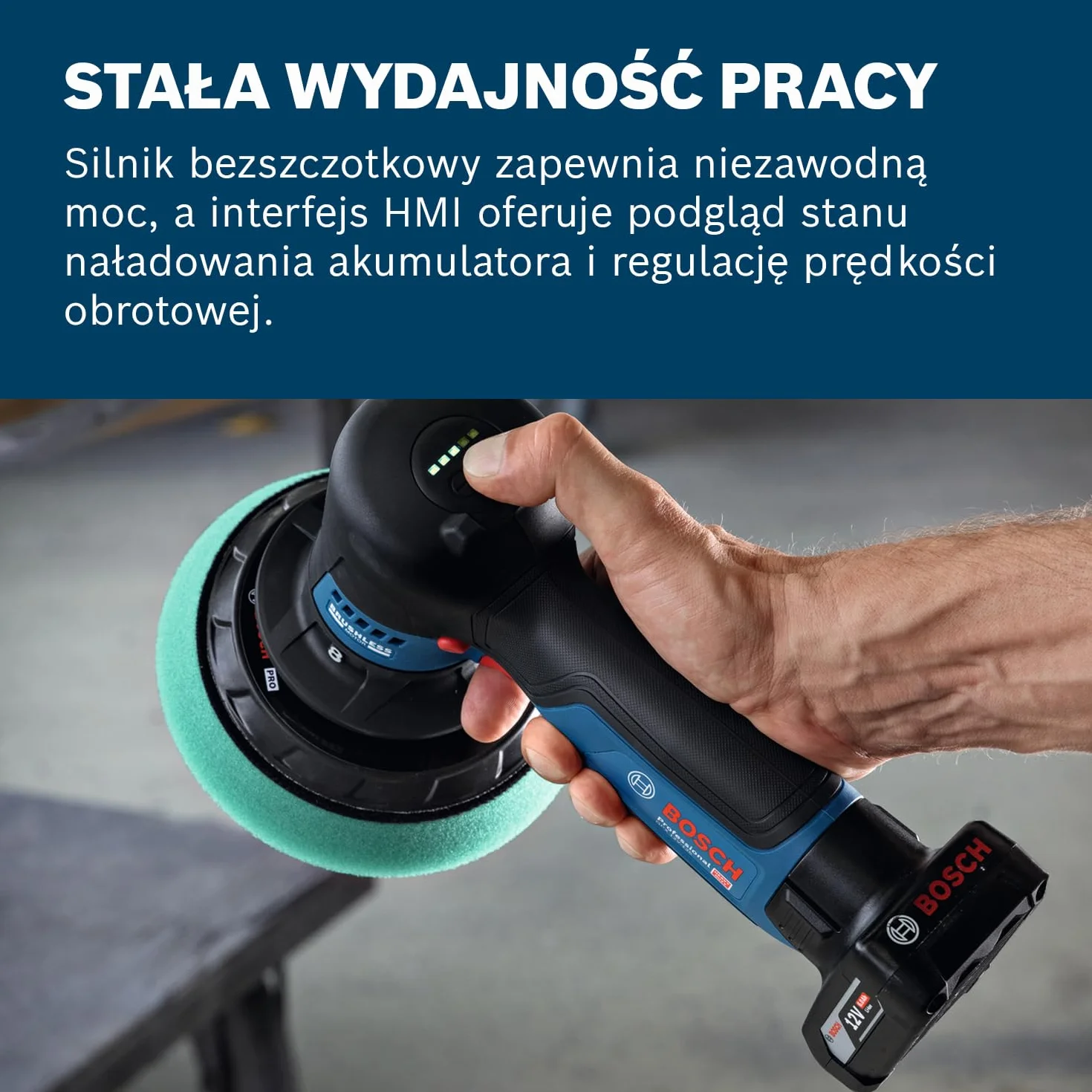 Bosch Professional 12V System polerka akumulatorowa GPX 12V-125 (zestaw: elektronarzędzie z talerzem oporowym 125 mm z mocowaniem na rzepy, gąbka do polerowania i cięcia 125 mm)