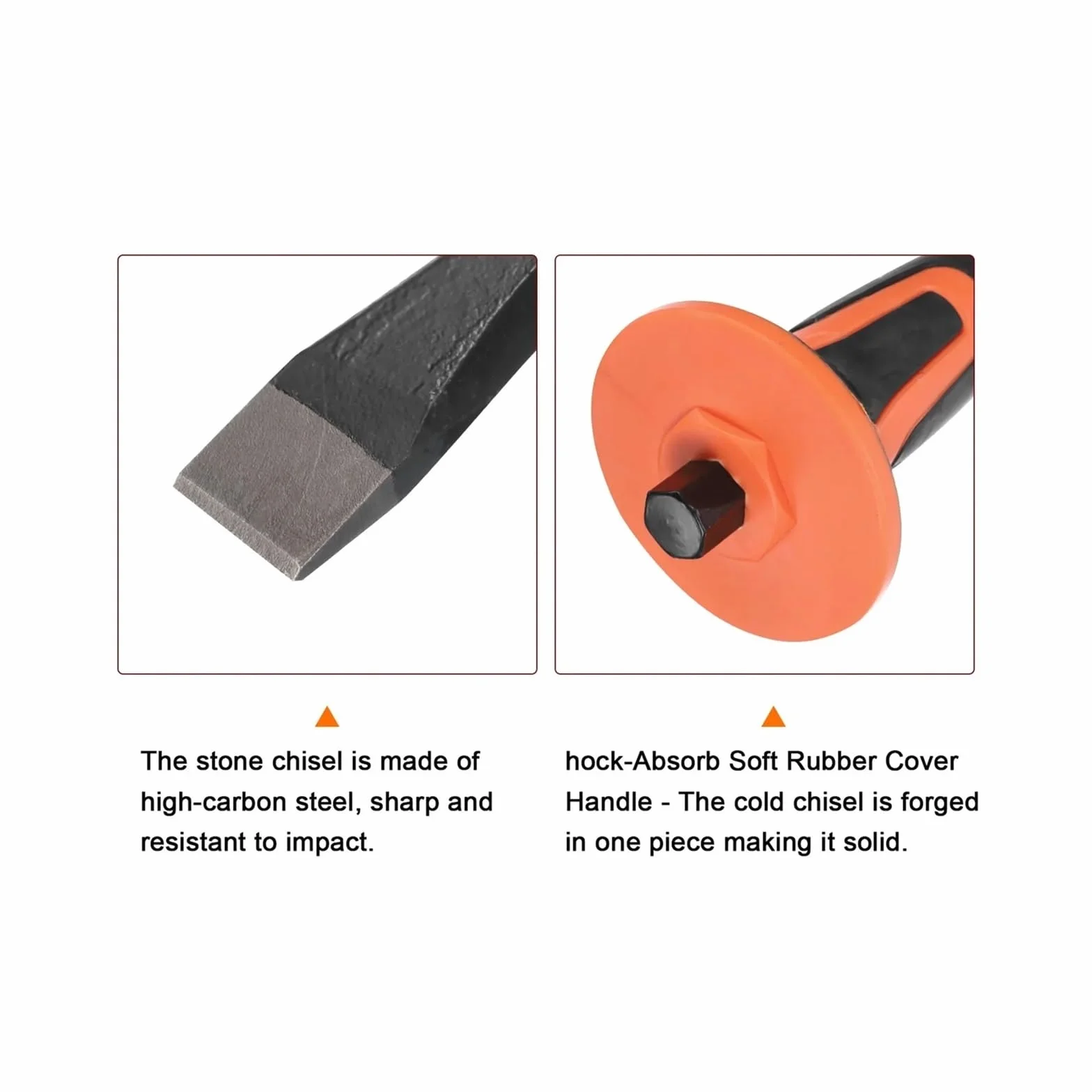 Masonry Chisel 250mm 300mm Pointed Flat Head Rock Concrete Stone Brick Chisel With Hand Guard