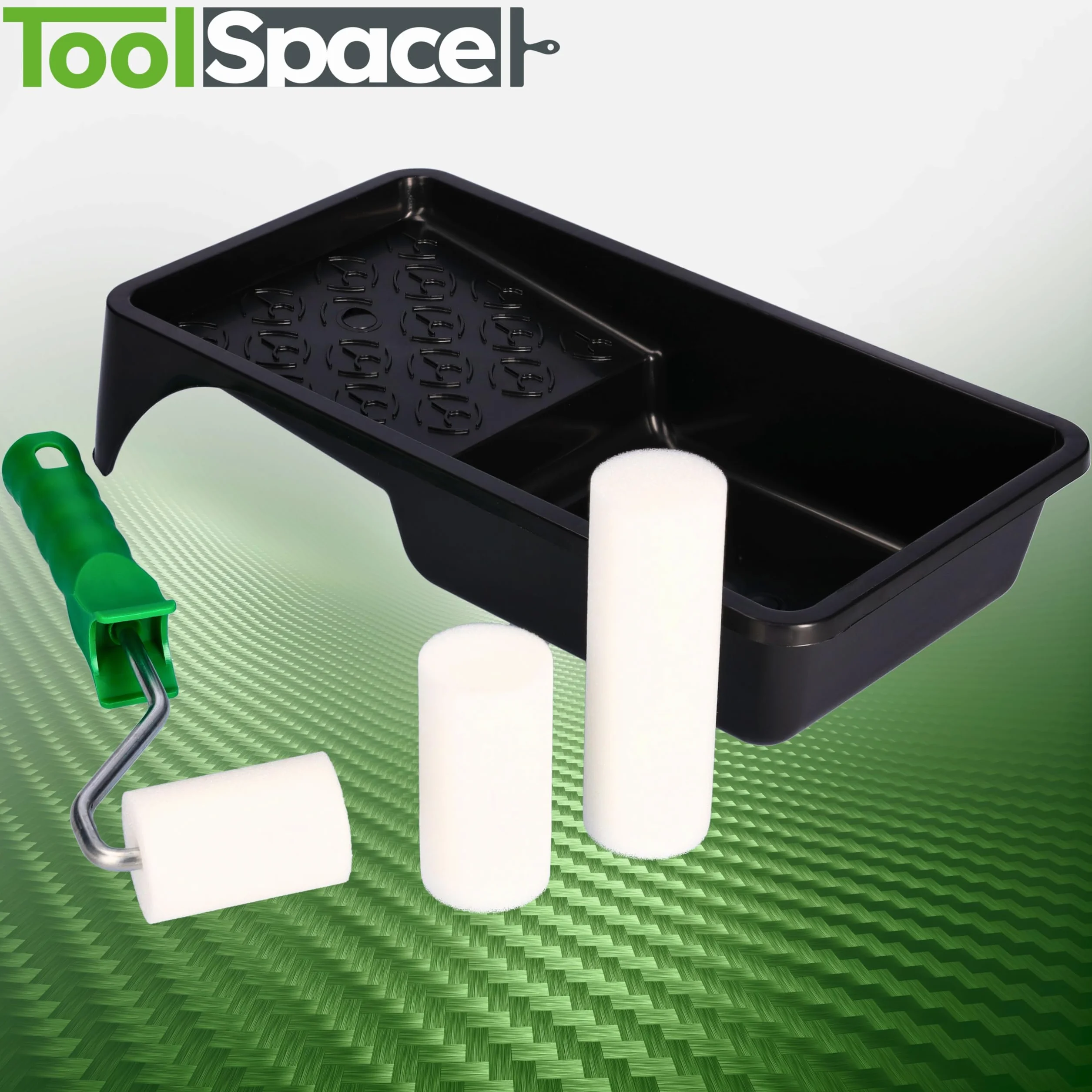 ToolSpace | ZESTAW MALARSKI | Wałek GĄBKOWY Moltopren 5cm, 7cm, 10cm rączka kuweta | Wałek malarski, do ścian, płaskich powierzchni, tacka na farbę