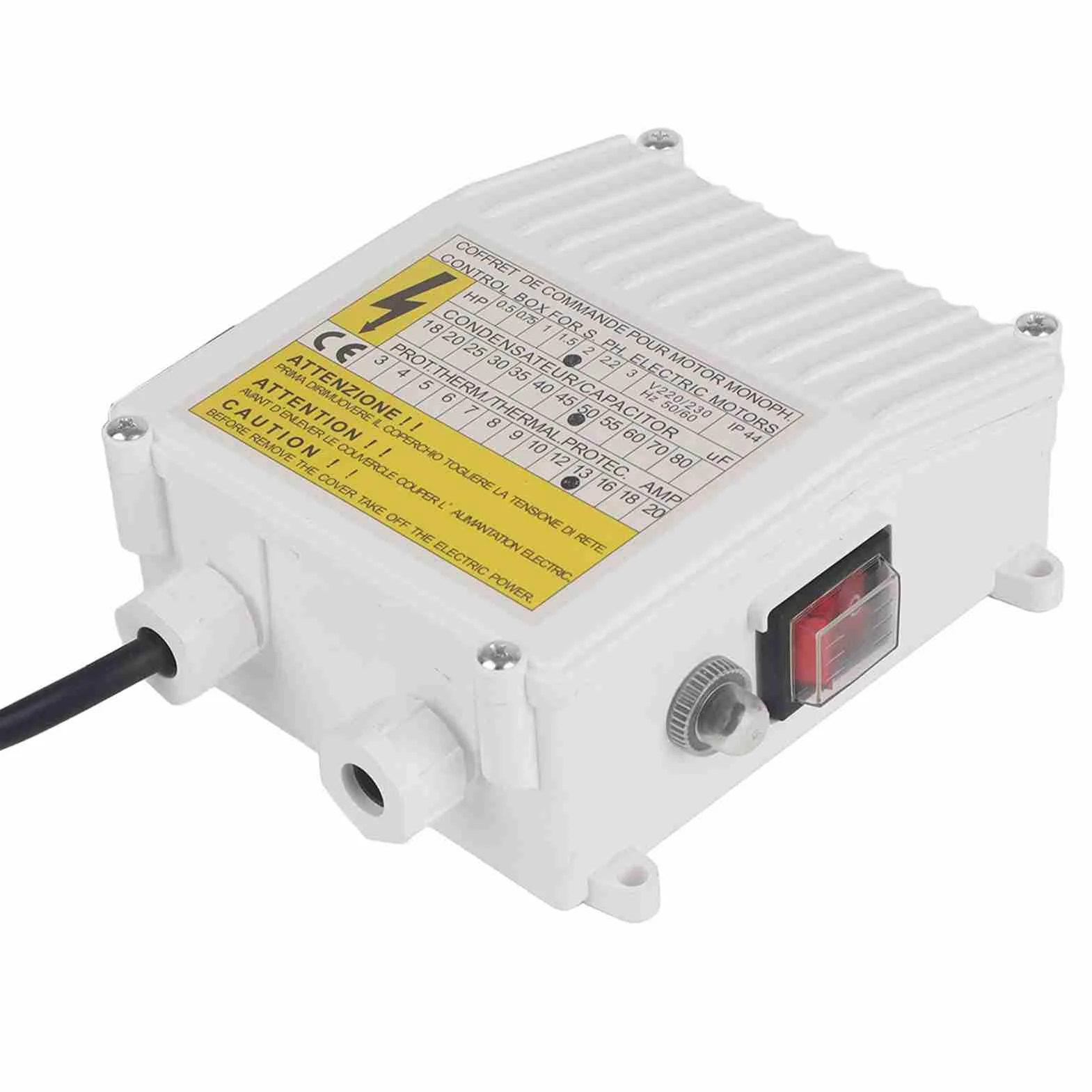 Kontroler Pompy Głębinowej, Skrzynka Sterownicza 1500W 220V, Zabezpieczenie Przeciwprzepięciowe, Materiał ABS i Miedź, Wtyczka EU