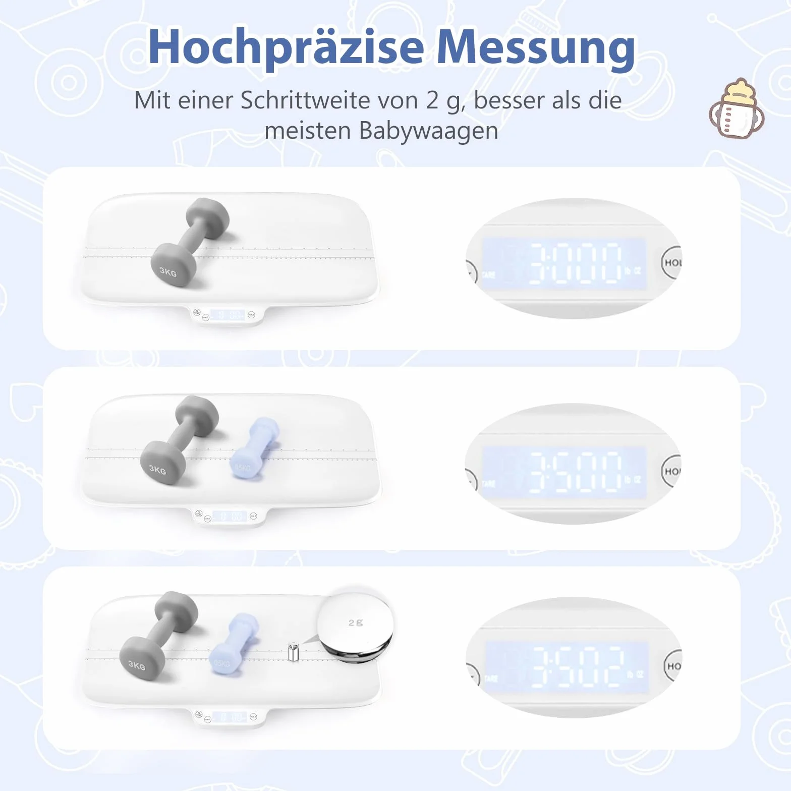 COSTWAY Cyfrowa Waga Dziecięca Bluetooth 30 kg 4 Tryby Pomiaru Funkcja Tary