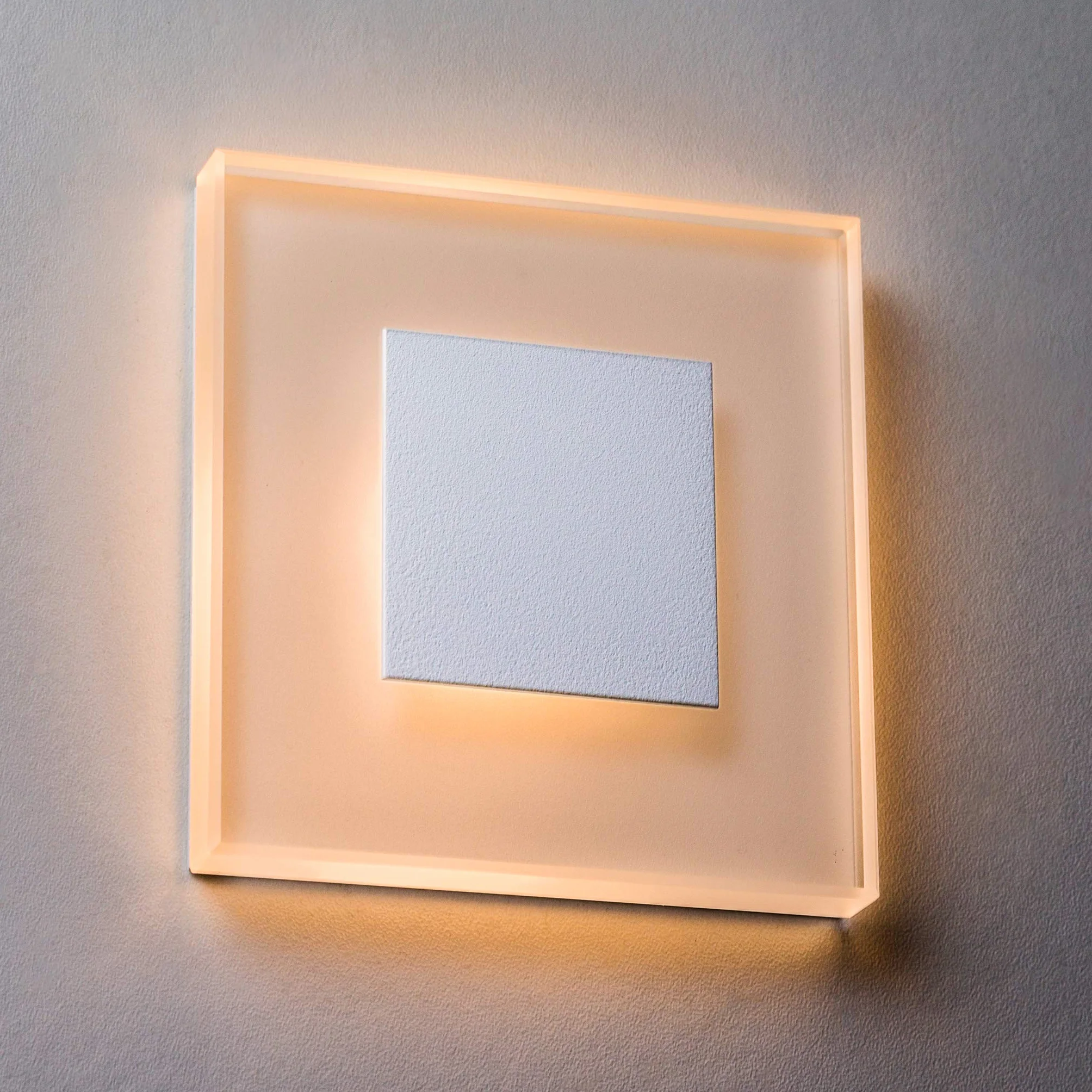 Oświetlenie Schodów LED Premium SunLED, Duże, Ciepła Biel, 230 V, 1 W, Prawdziwe Szkło, z Puszką Podtynkową, Do Montażu w Ścianie (Aluminium)