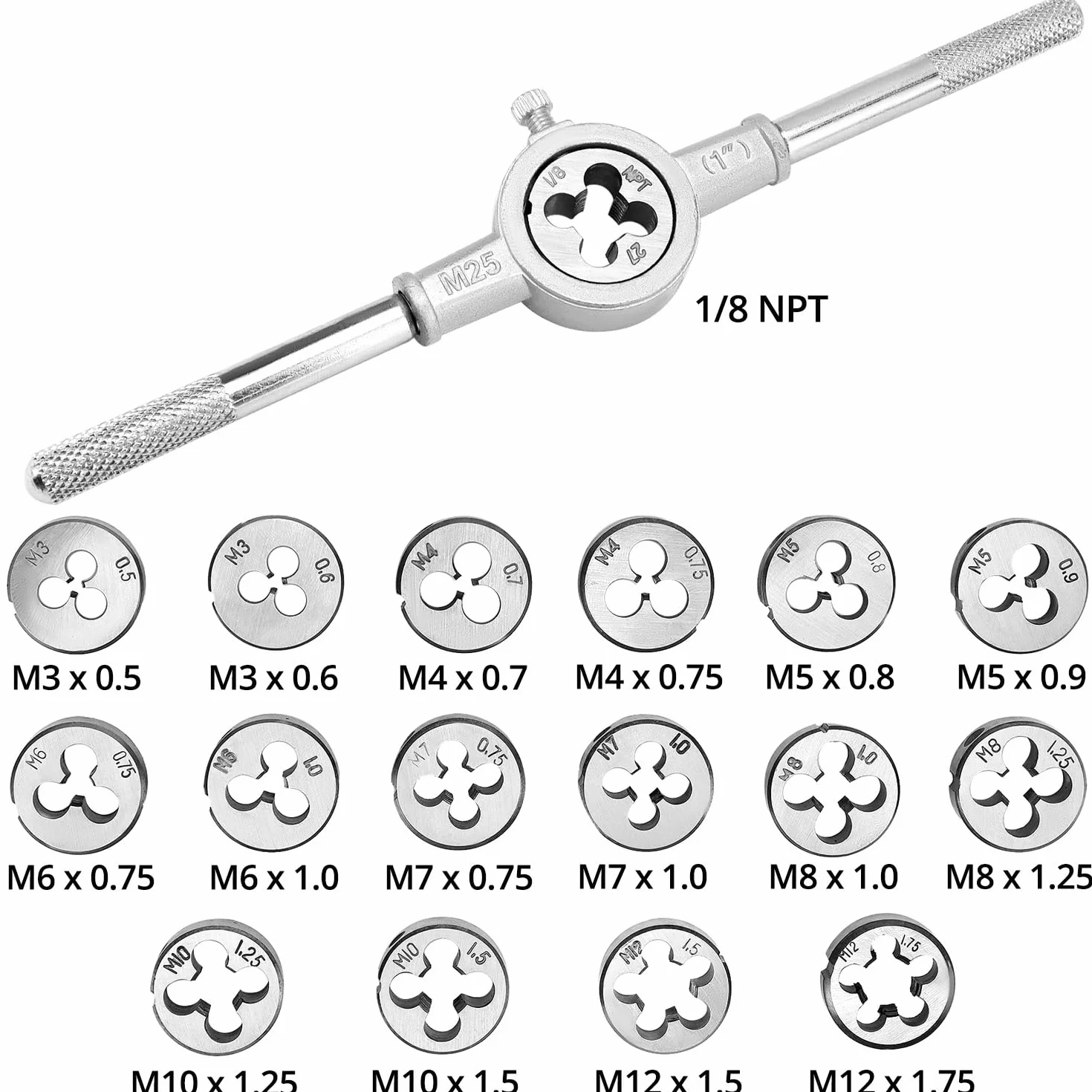 QWORK® 40-częściowy zestaw gwintowników - stal łożyskowa - metryka M3-M12