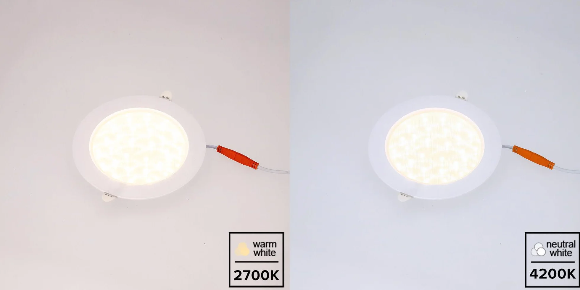 Zestaw 2x Panel LED Sufitowy 12W 4200K Neutralna Biel - Reflektor Wpuszczany Downlight 1200lm Ultracienki Biały 230V - Okrągła Oprawa Podtynkowa do Salonu, Kuchni, Biura - Horoz Electric