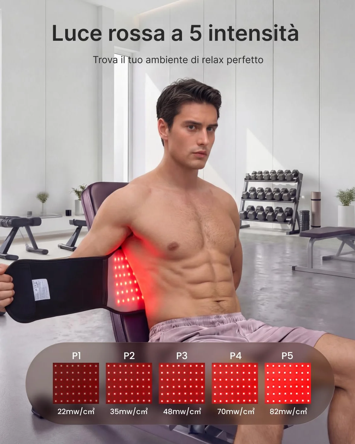 RENPHO Czerwony pasek świetlny, bezprzewodowa poduszka na podczerwień z diodami LED 3 w 1 (660nm i 850nm), 5 poziomów światła i 3 tryby wibracji dla pleców, talii i nóg, z zegarem i wysuwanym paskiem