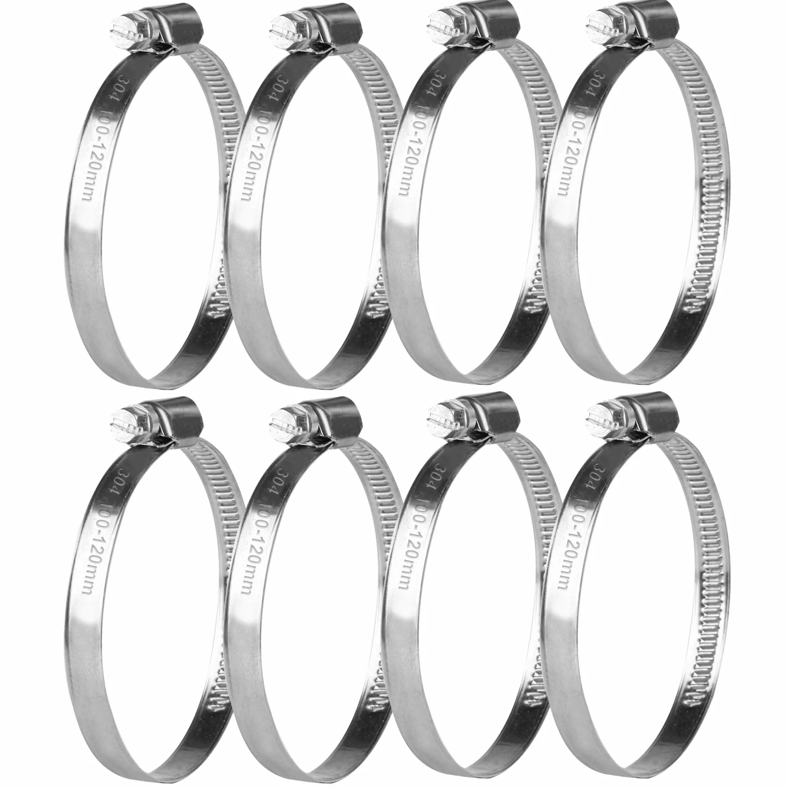 8 sztuk opasek do węży ze stali nierdzewnej, zestaw opasek regulowanych 100-120 mm, zestaw opasek do węży, opaski do rur ze stali nierdzewnej 304, zestaw opasek śrubowych do pralki