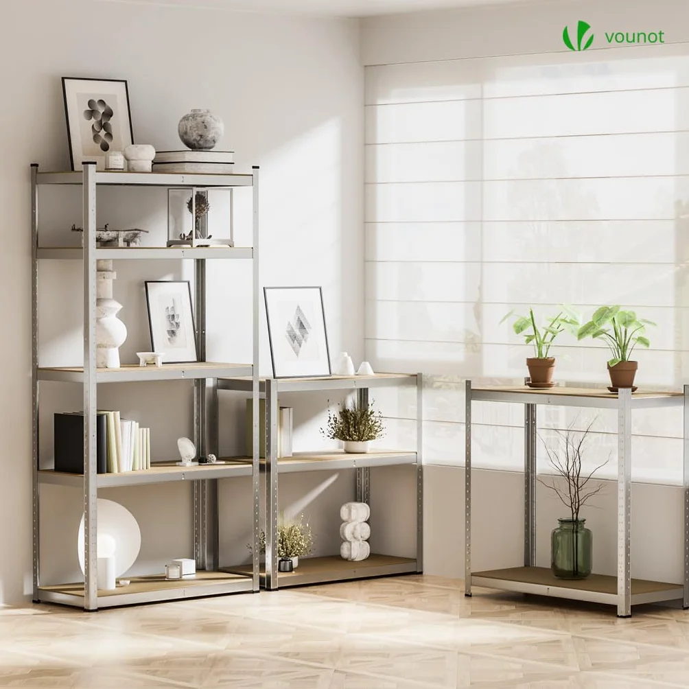 VOUNOT Zestaw 2 regałów do dużych obciążeń, regały magazynowe, regały piwniczne, regały wtykowe, regały warsztatowe, 180x90x40 cm, 10 regulowanych półek, nośność 1750 kg