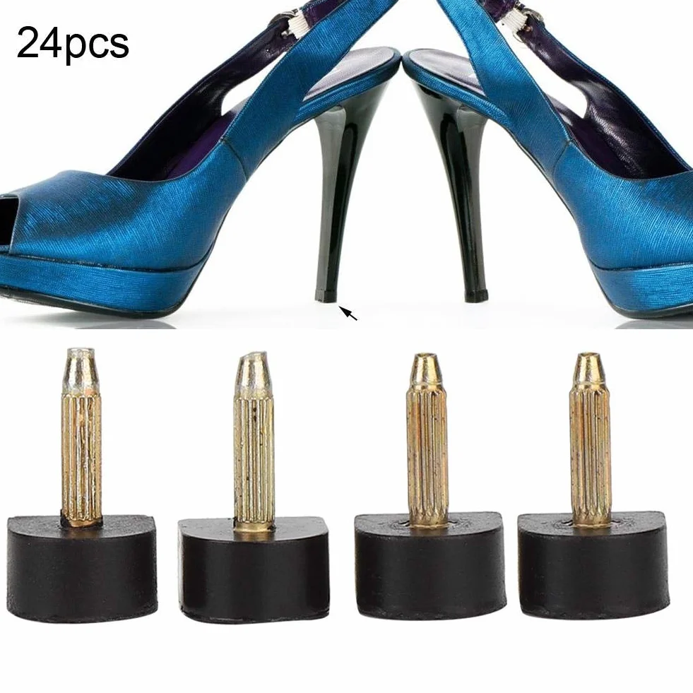 24 sztuki, wymienne kołki do butów na wysokim obcasie, zapasowe końcówki pięty 13 x 13 mm