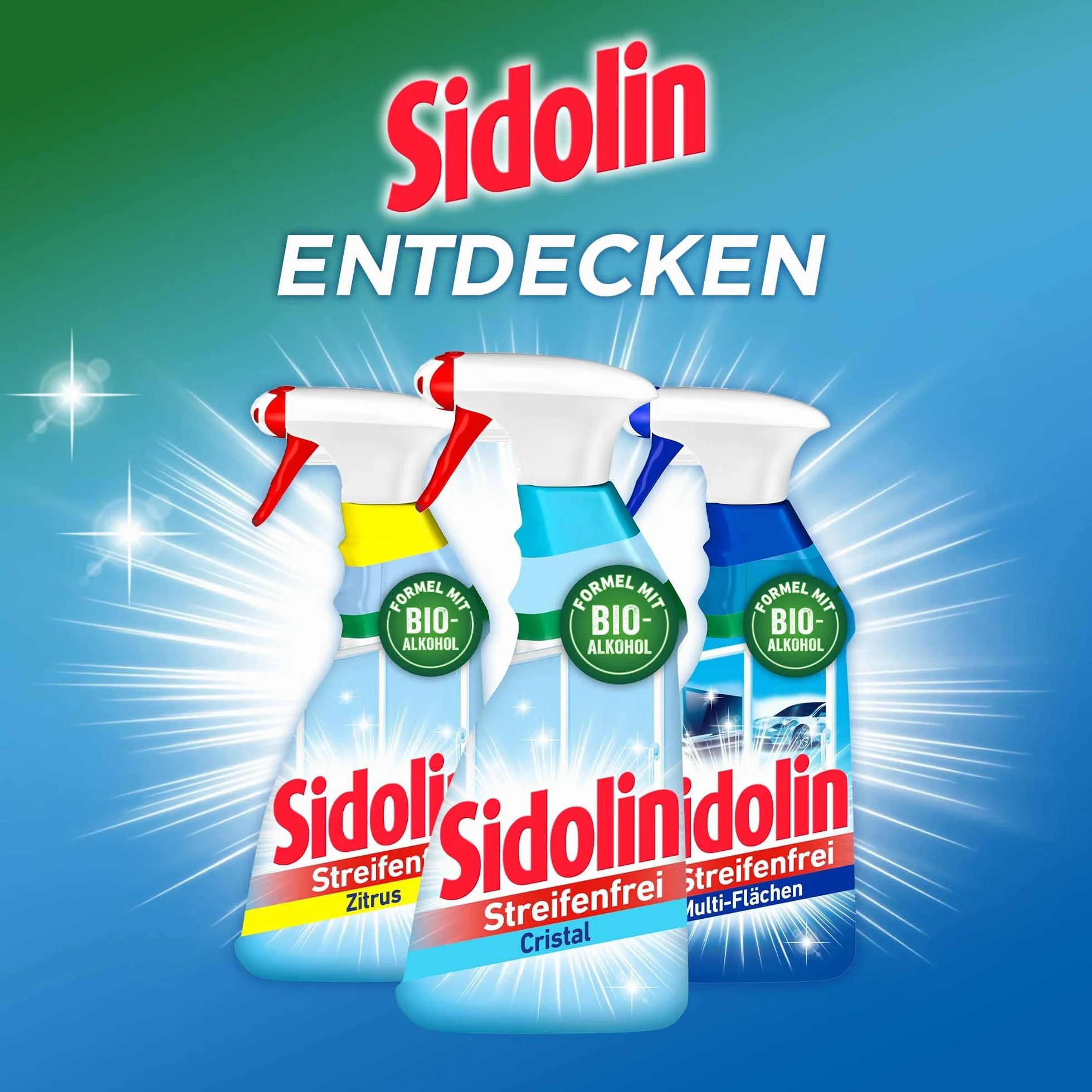 Sidolin Cristal, płyn do czyszczenia szkła (500 ml), butelka z rozpylaczem, zapewnia doskonały połysk i zapobiega mikropęknięciom