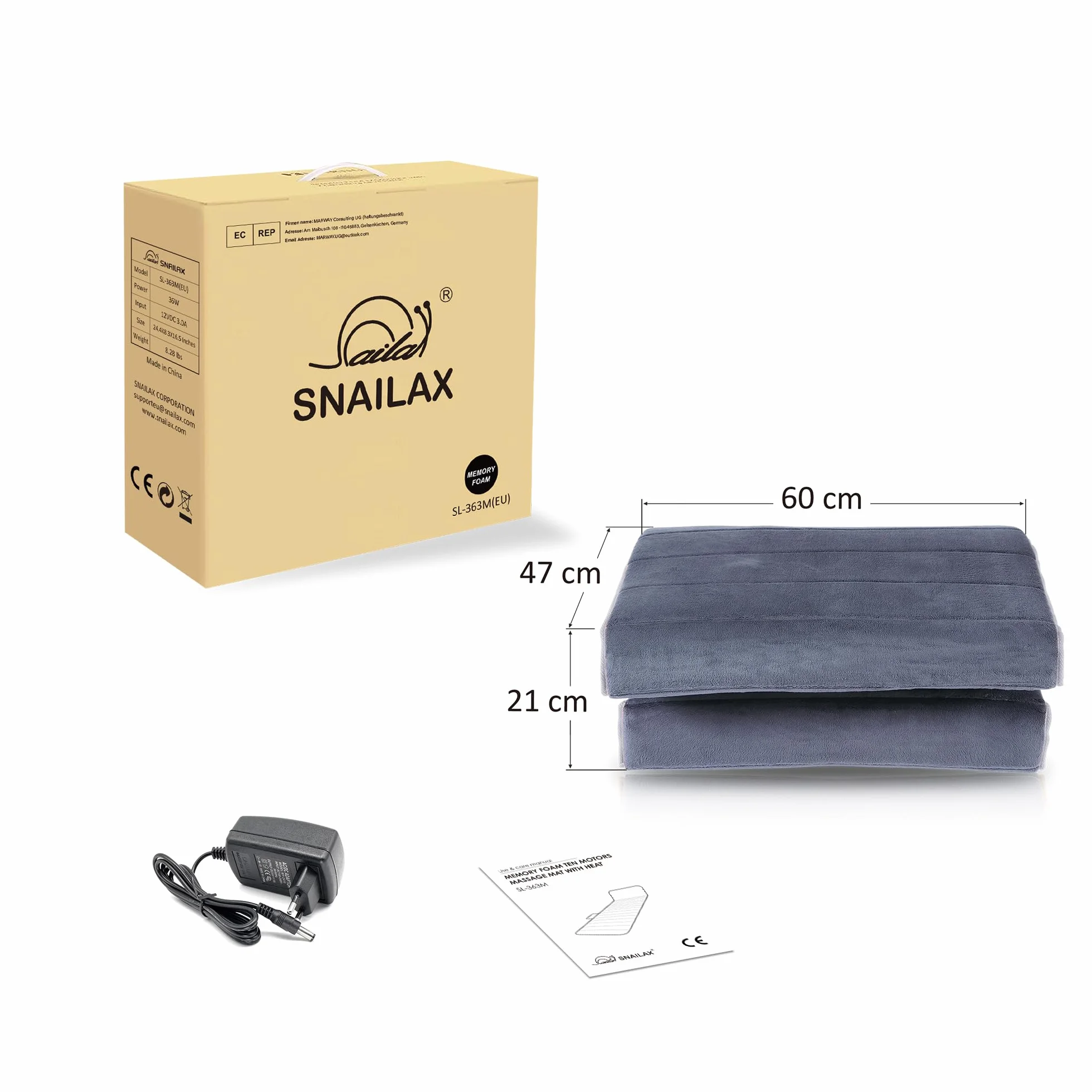 Snailax Mata Do Masażu Z Pianki Z Funkcją Podgrzewania, Wibracjami, 6 Terapeutycznymi Poduszkami Grzewczymi, Masażer Całego Ciała Do Łagodzenia Bólu Szyi, Pleców, Talii I Nóg, Prezent