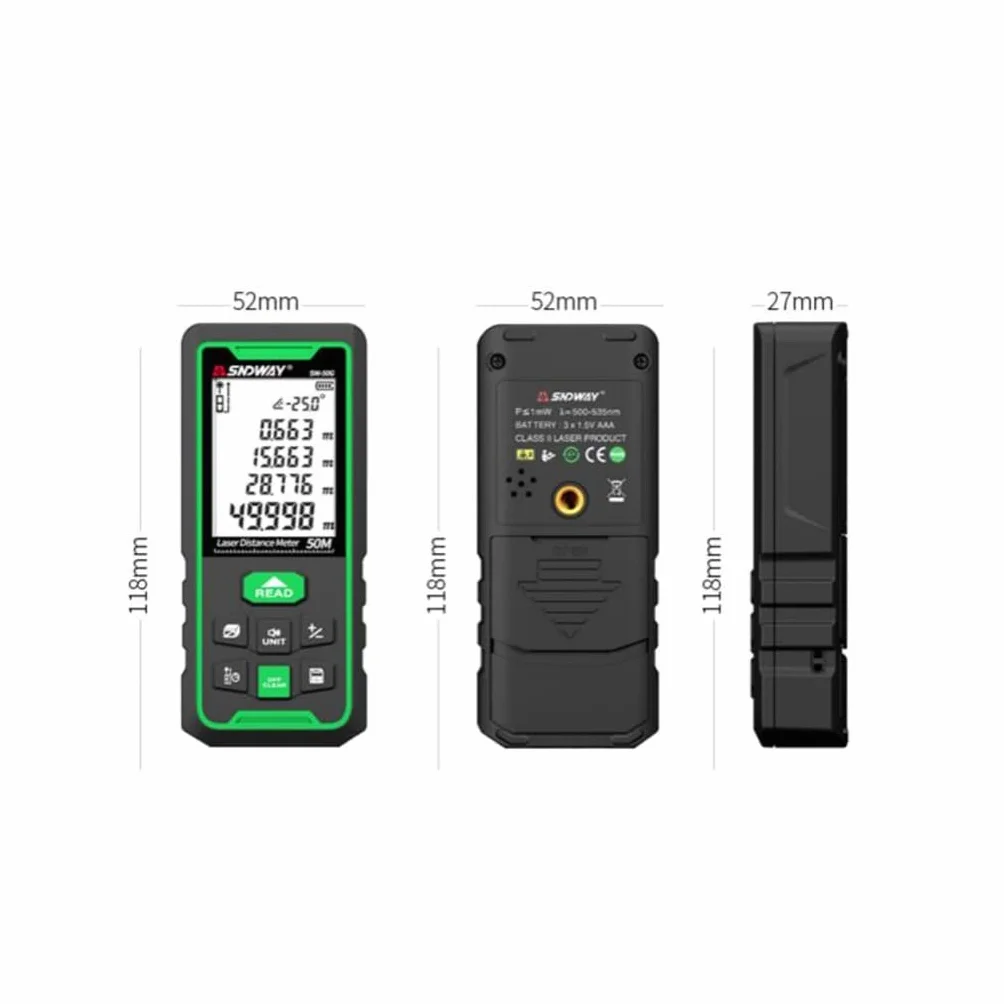 Outdoor Green Laser Rangefinder Podczerwień Ograniczający ręczny odległość instrument pomiarowy elektroniczny linijka na zewnątrz (Color : Green, Size : 100 meters)