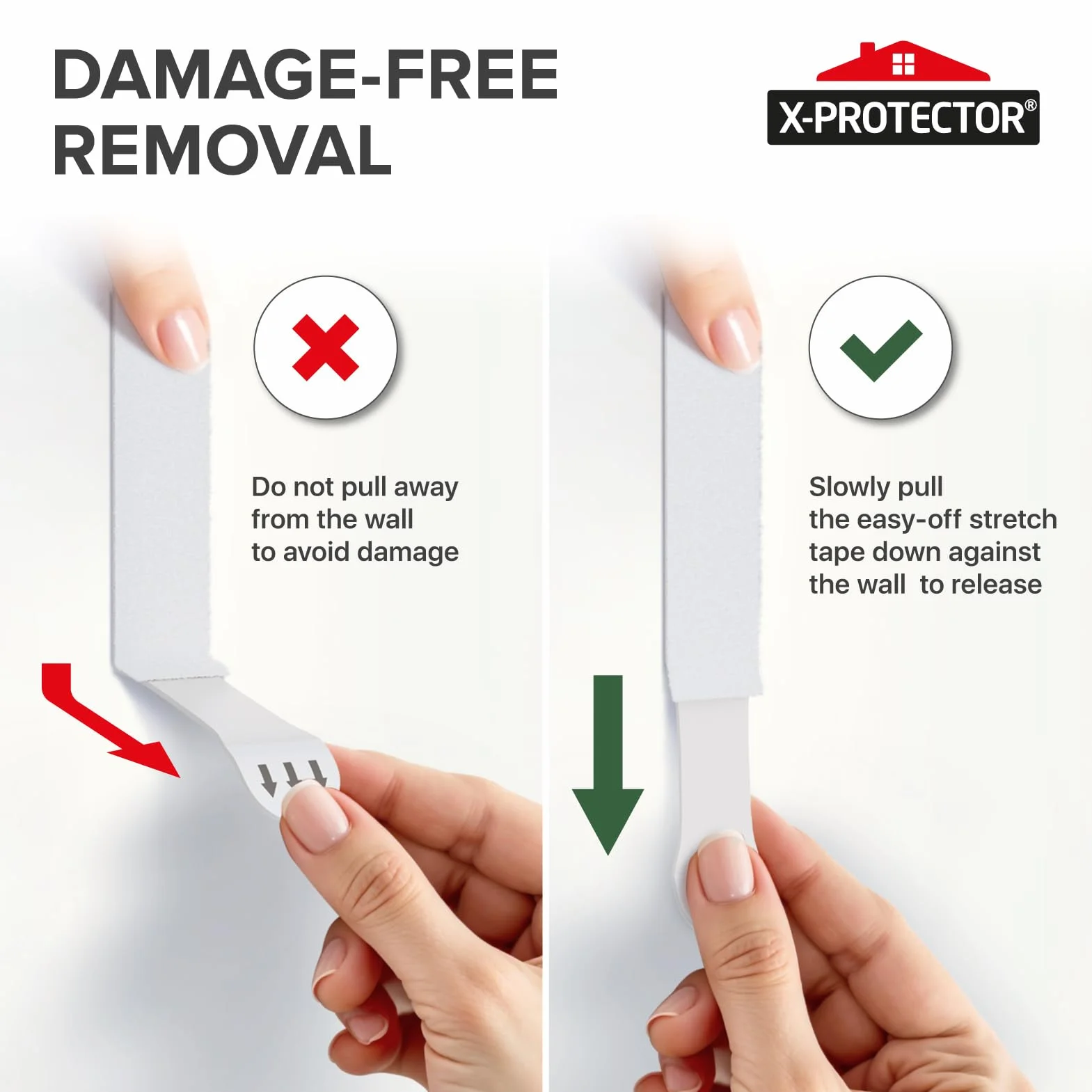 X-Protector Paski do zawieszania obrazów, 20 par, wolne od uszkodzeń, samoprzylepne wieszaki ścienne bez gwoździ, wytrzymałe paski do zawieszania na ścianie, do zawieszenia do 6,8 kg, rozmiar M