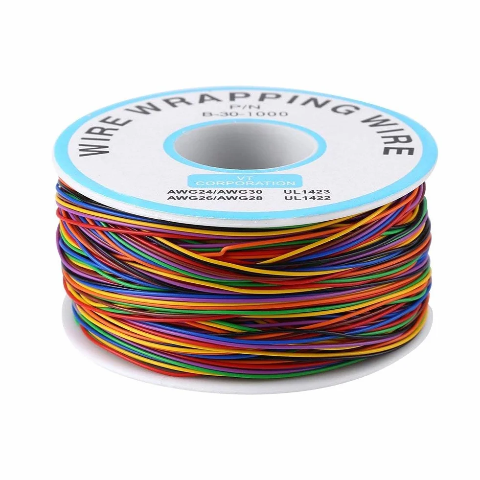 Walfront 250m 8 Drut elektroniczny 30AWG Rolka kabla elektrycznego miedzianego, izolowana PVC P/N B-30-1000