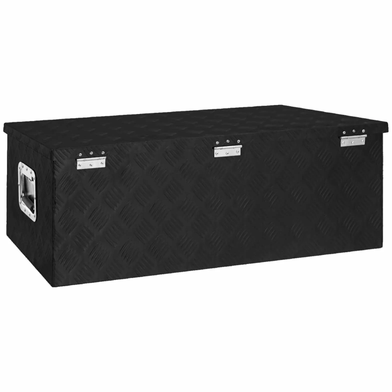 ShGaxin Aluminiowa skrzynka magazynowa czarna 90x47x33,5 cm, metalowa skrzynka narzędziowa, skrzynka na narzędzia, aluminiowe pudełko