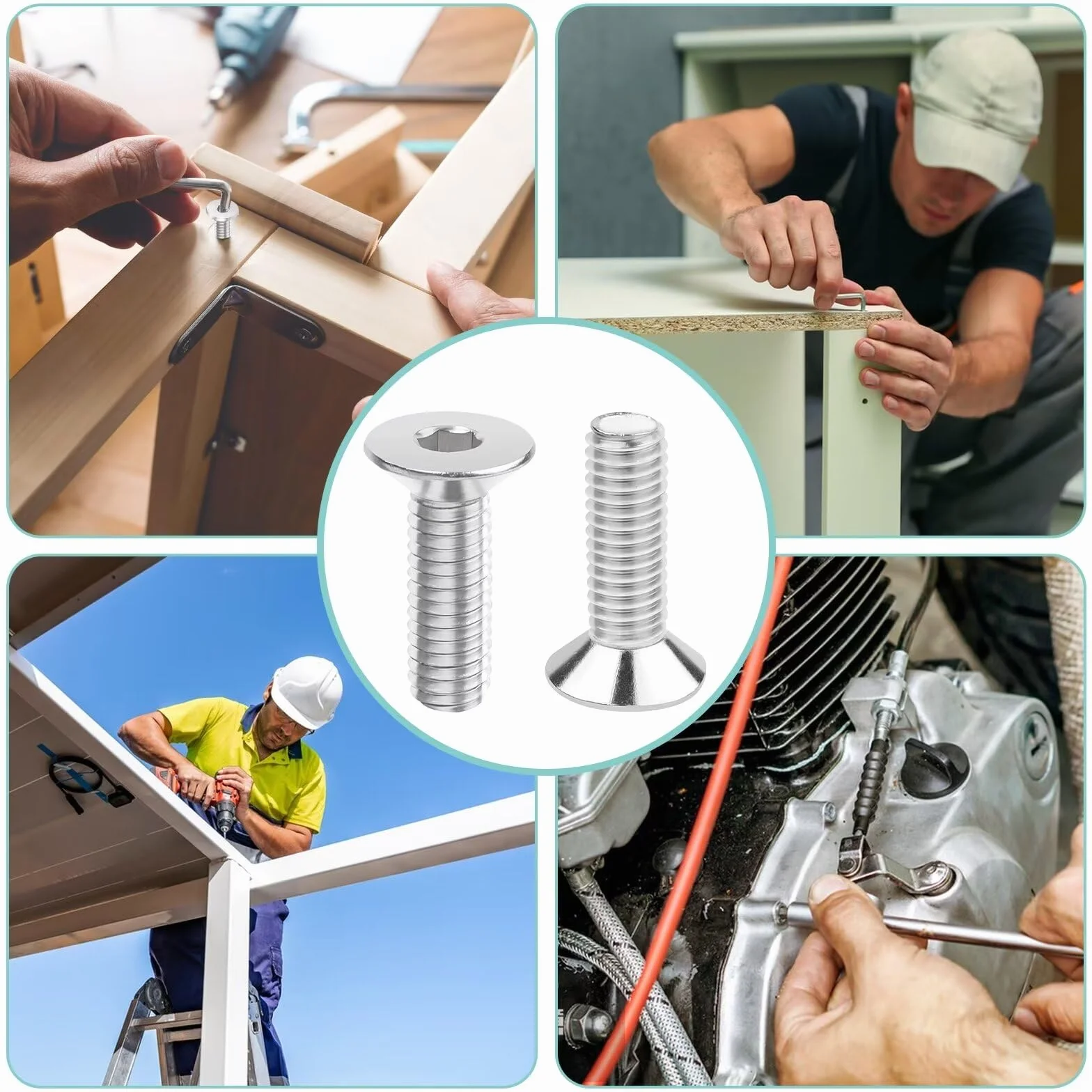 20 sztuk śrub z łbem wpuszczanym M6x20mm ze stali nierdzewnej, Leryati Din 7991 A2 V2A z wewnętrznym gniazdem sześciokątnym, śruba z wewnętrznym gniazdem sześciokątnym pełne gwinty śruby z łbem