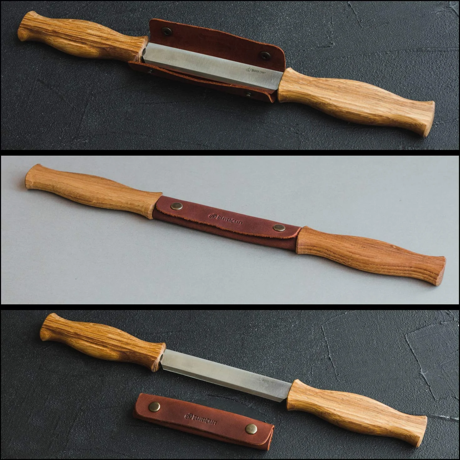 BeaverCraft Nóż do strzyżenia DK1s 11 cm prosty narzędzie ręczne do rzeźbienia w drewnie ze skórzaną pochwą