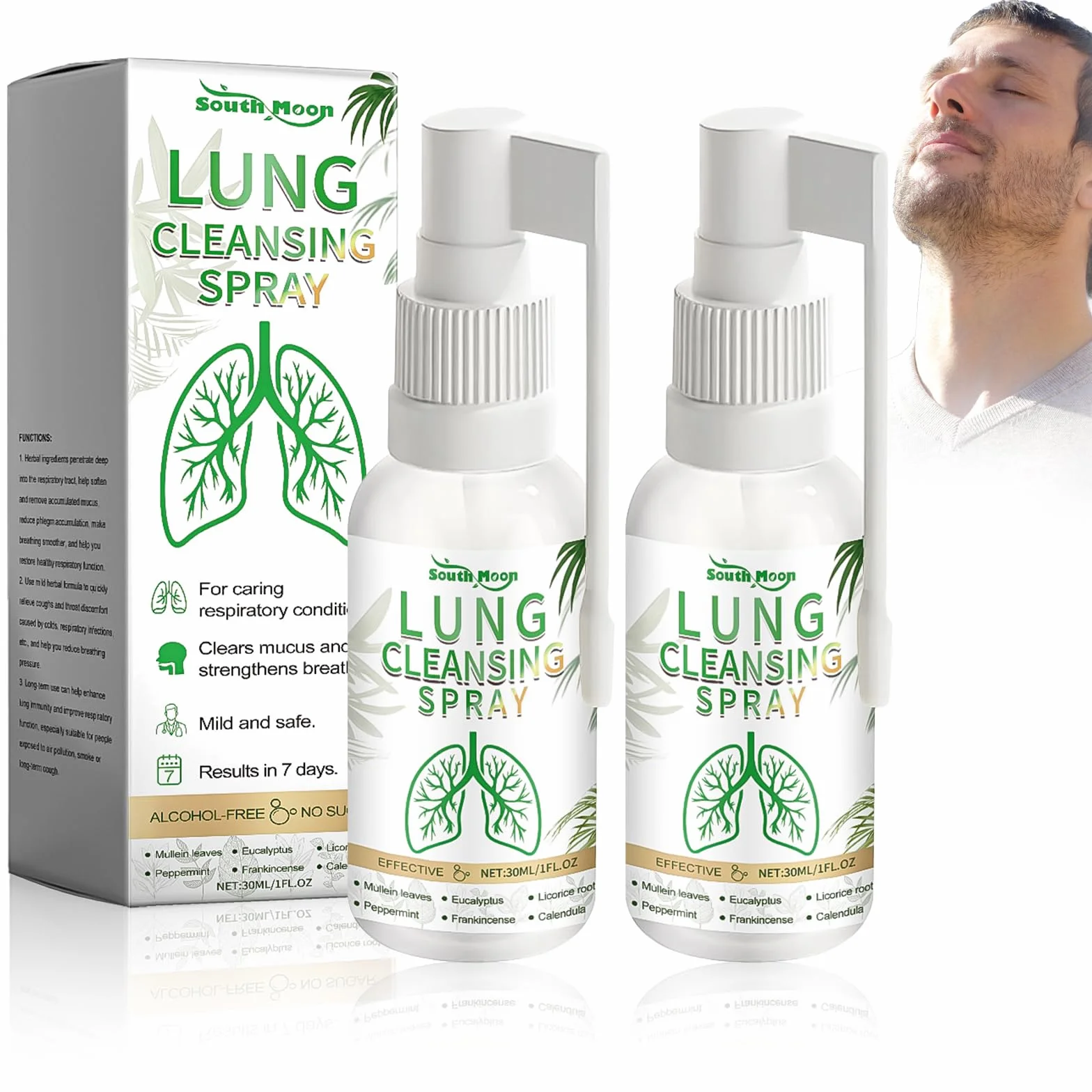 Oczyszczanie płuc, ziołowy spray do płuc, 2 sztuki 30 ml, ziołowy spray do oczyszczania płuc, spray ziołowy odpowiedni do codziennego użytku