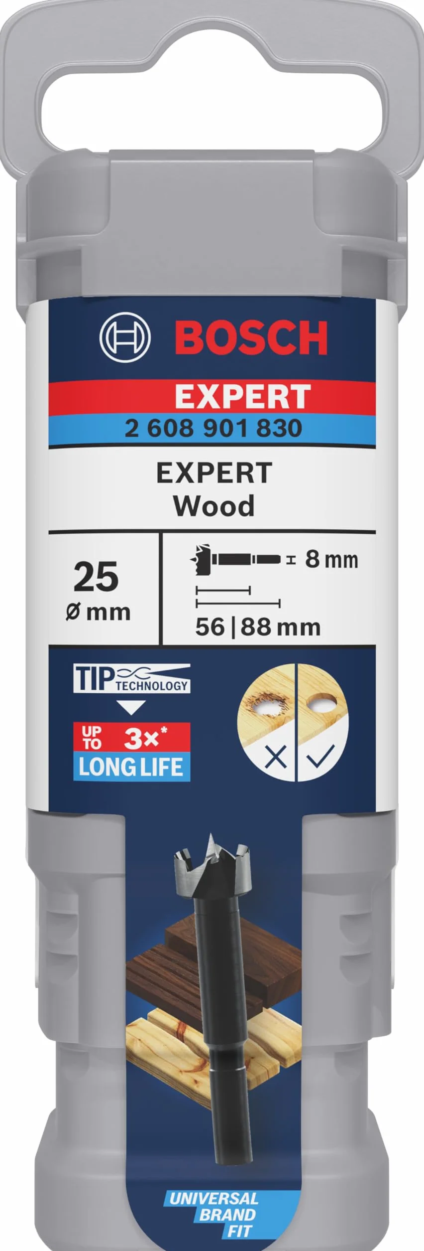 Bosch 1x Wiertło Forstner EXPERT Wood (do Miękkie drewno, Twarde drewno, Ø 25,00 mm, Professional Akcesoria Wiertarki)