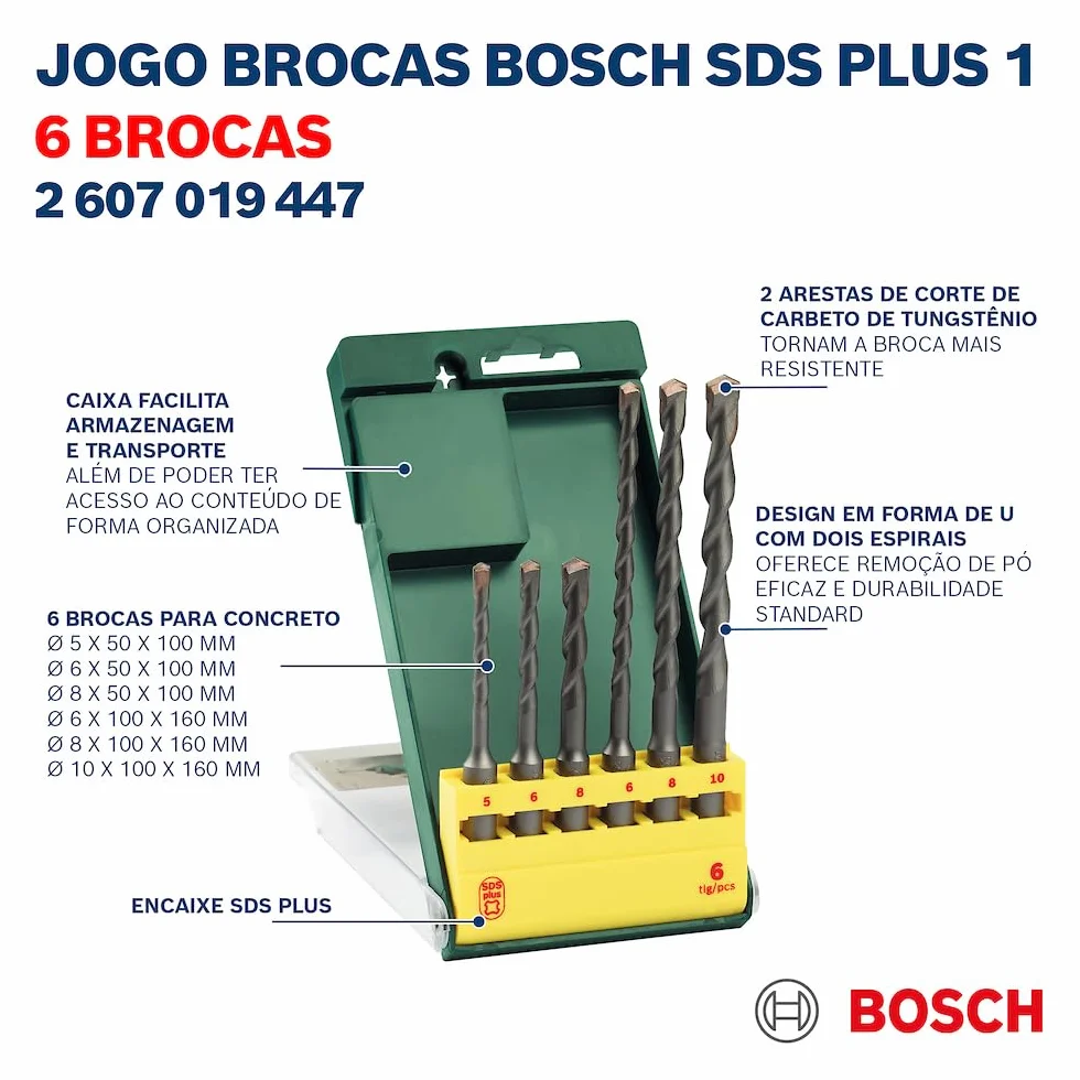 Bosch Zestaw wierteł udarowych SDS plus, 6 szt.
