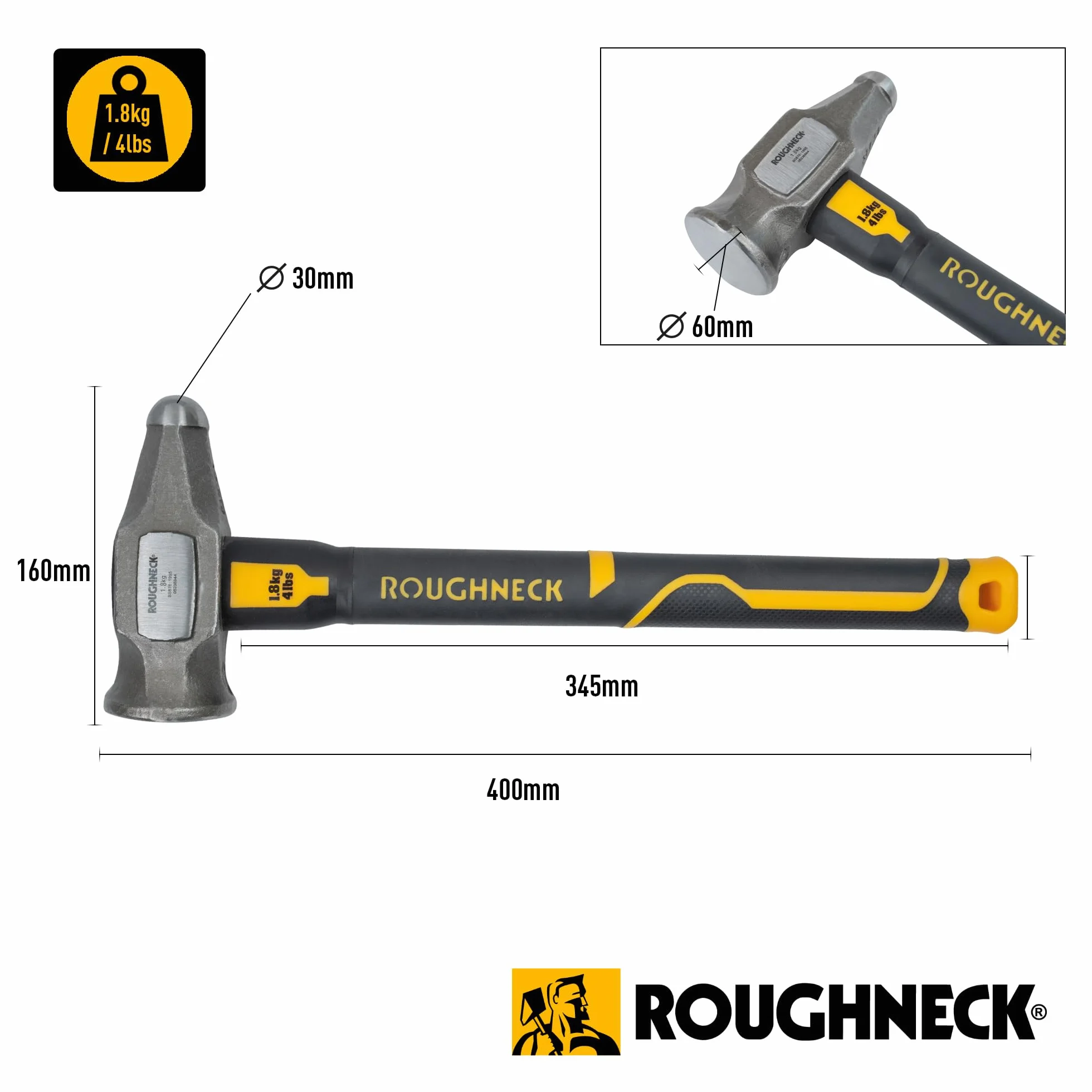 Roughneck Gorilla ROU65804 Mini młotek saneczkowy z włókna szklanego 1,8 kg z uchwytem kompresyjnym