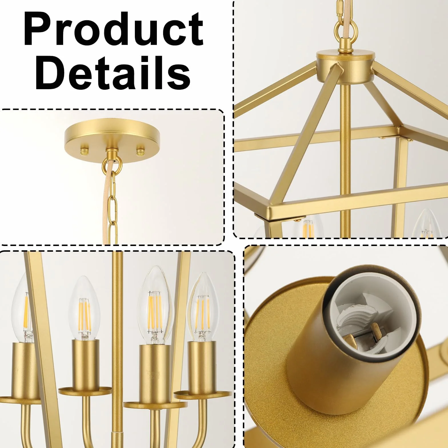 Lampa sufitowa wisząca, metalowa rama z 4 podstawami E14 żyrandol przemysłowy, złote żyrandole z regulacją wysokości, rustykalny żyrandol wiejski do salonu, sypialni, kuchni, przedpokoju, jadalni