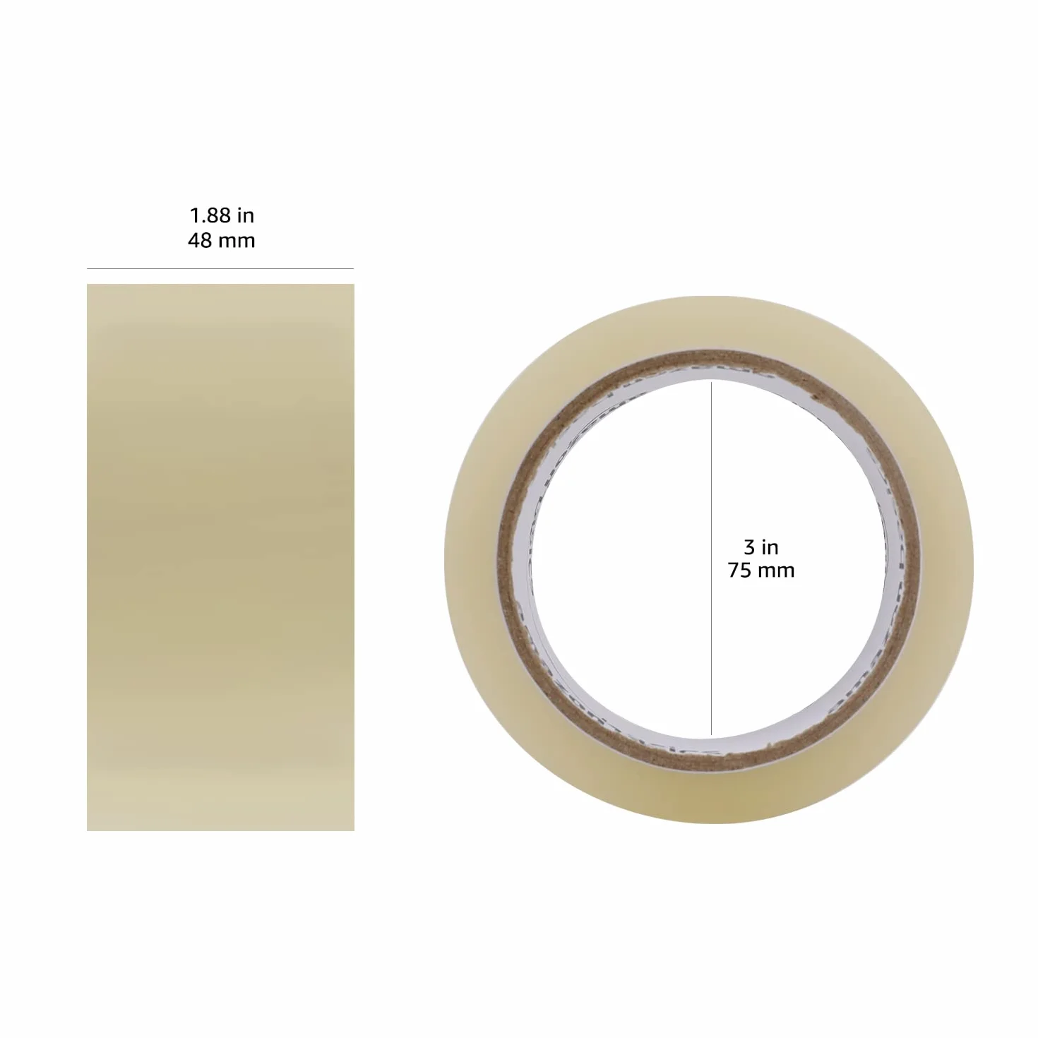 Amazon Basics Taśma Pakowa, 48 mm × 66 m, Grubość 1,8 mil (46 mcm), Przezroczysta, 6 Rolek