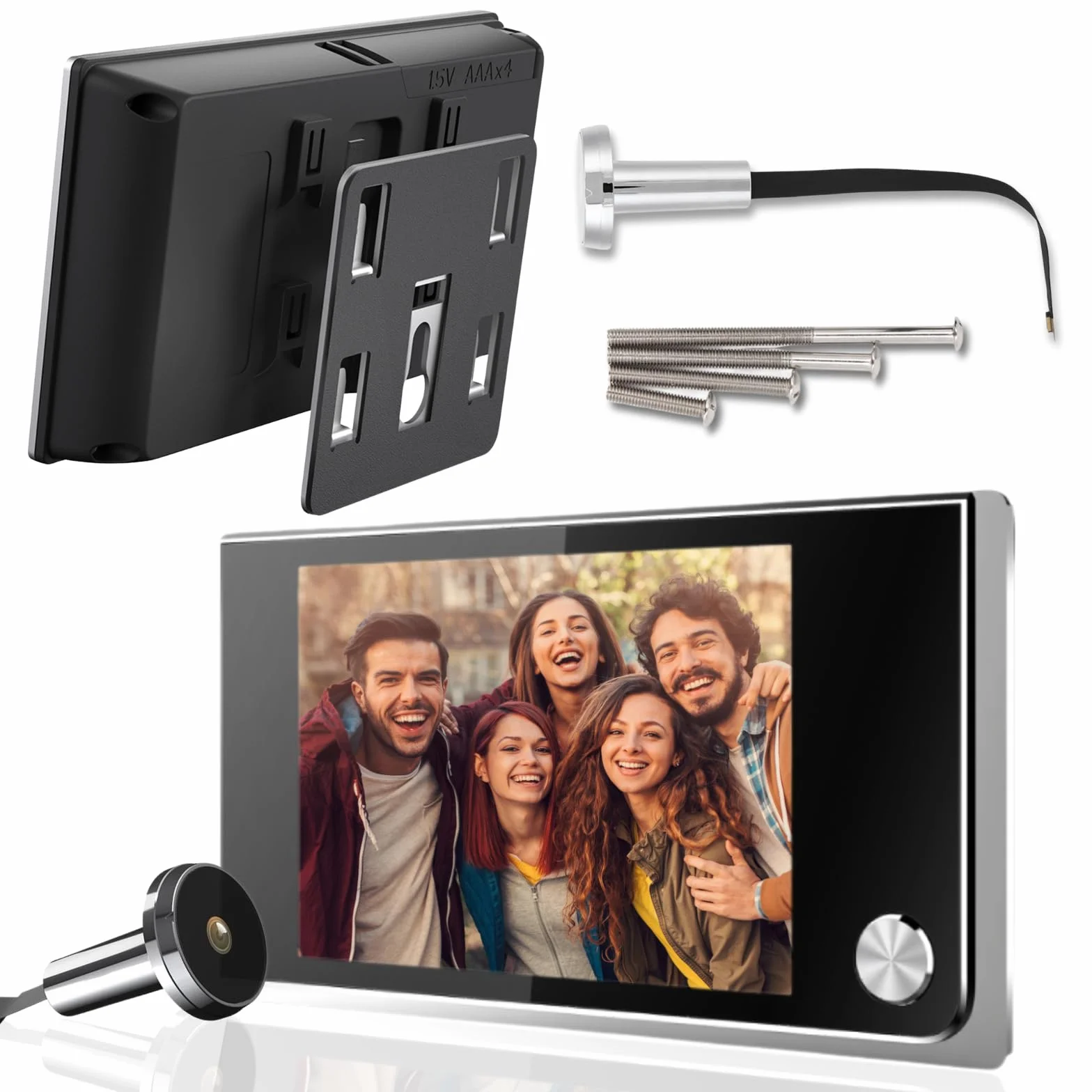 Cyfrowy wizjer do drzwi 3,5 cala (szeroki kąt 120°) – HD LCD do drzwi wejściowych, łatwy montaż (otwór 14-28 mm, grubość drzwi 35-100 mm), bezpieczeństwo 24/7 (Srebrny)