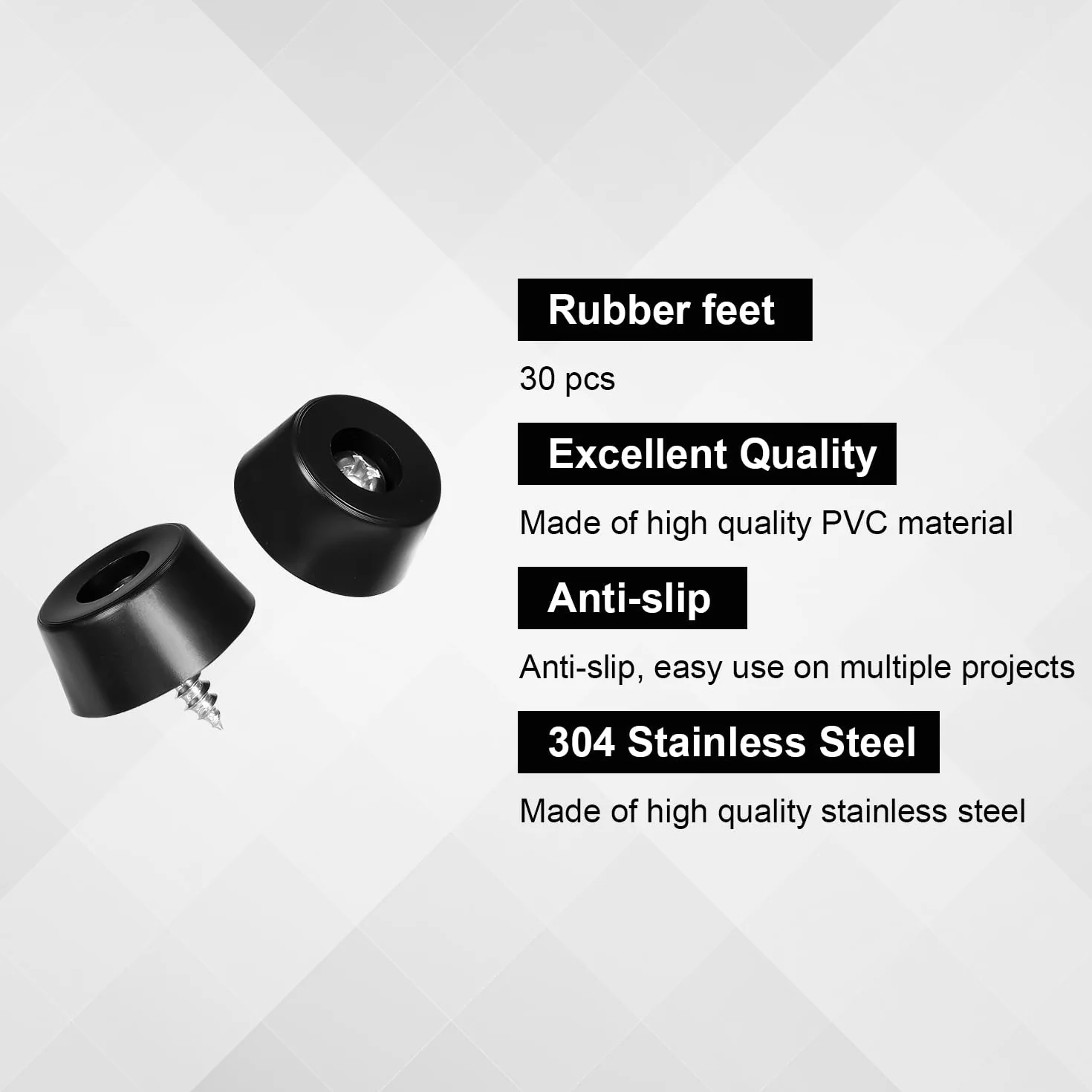 30szt Gumowe Nózki do Deski do Krojenia, 15x8mm Antyposlizgowe Nózki do Deski do Krojenia ze Srubami Okragle Gumowe Nózki Odbojniki Podkladka do Mebli Elektroniki Sprzetu Kuchennego