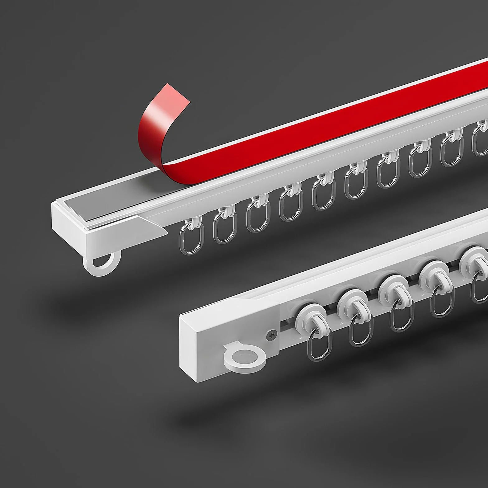 Samoprzylepny aluminiowy system szyn do zasłon, 3,4 m, sufitowy, do montażu na ścianie, gładko przesuwnych, do zasłon, przegródek, szafy, łazienki i okien