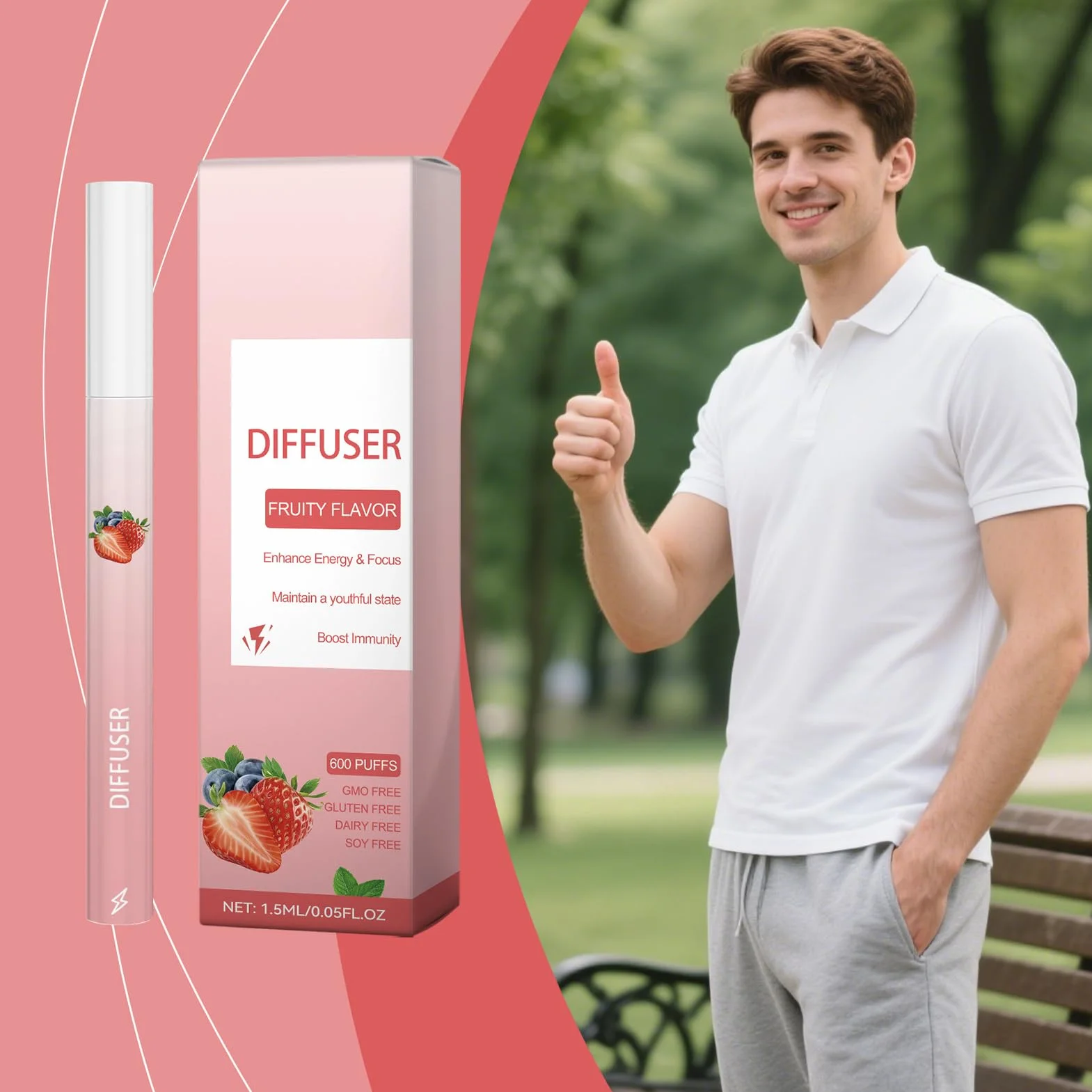Energy Diffuser Pen Portable Fruit Scented Inhaler for Lung Care Aromatherapy Natural