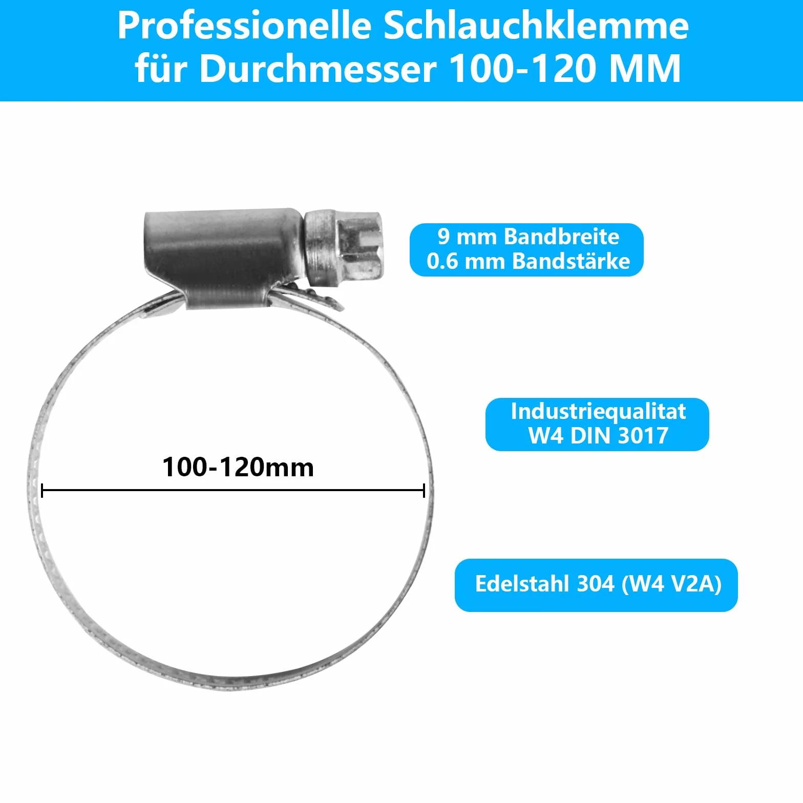 8 sztuk opasek do węży ze stali nierdzewnej, zestaw opasek regulowanych 100-120 mm, zestaw opasek do węży, opaski do rur ze stali nierdzewnej 304, zestaw opasek śrubowych do pralki