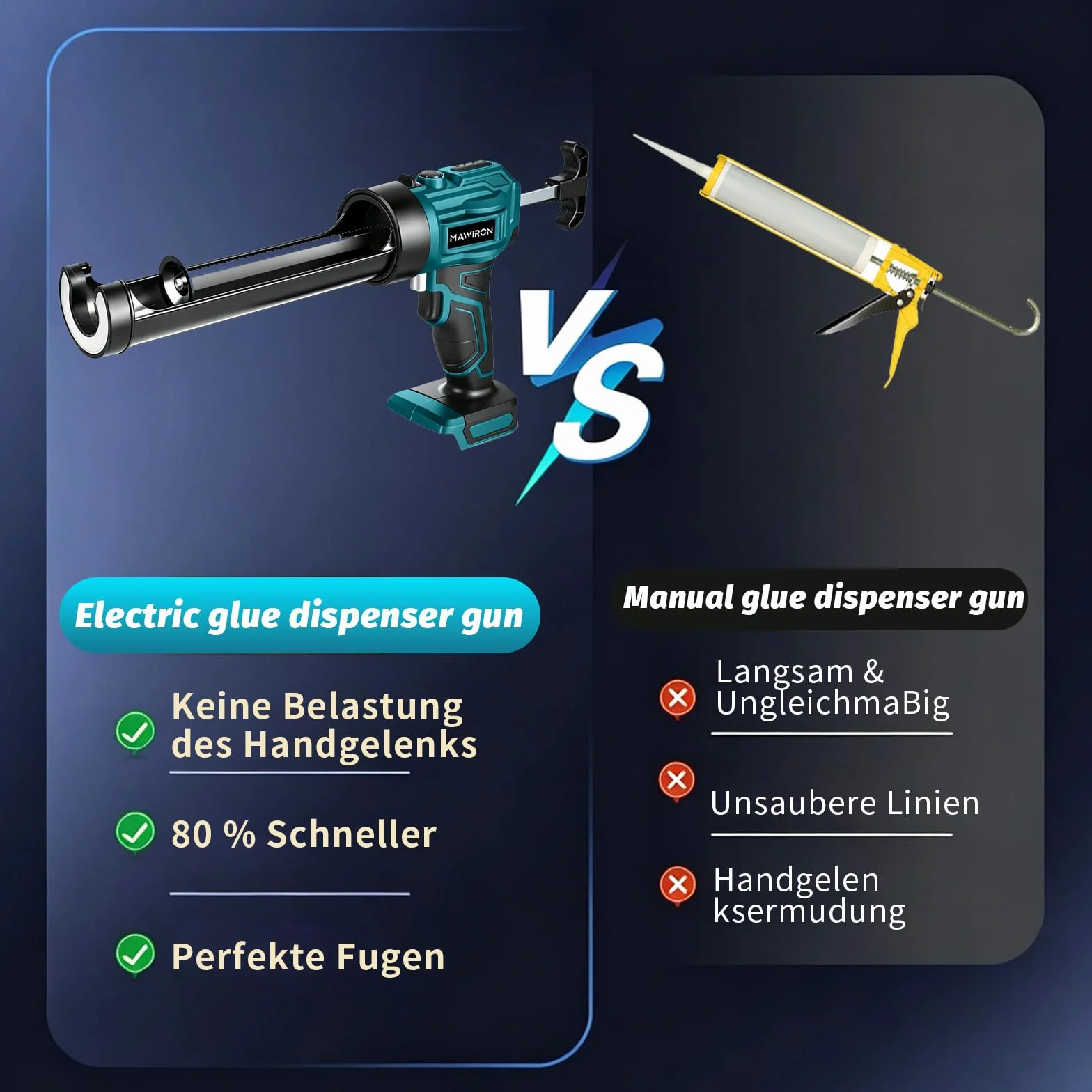 Akumulatorowy pistolet na kartusz, kompatybilny z akumulatorem Makita 18 V, elektryczna prasa do kartuszy, światło LED, pistolet silikonowy, akumulator do wkładów 300 ml, bez akumulatora