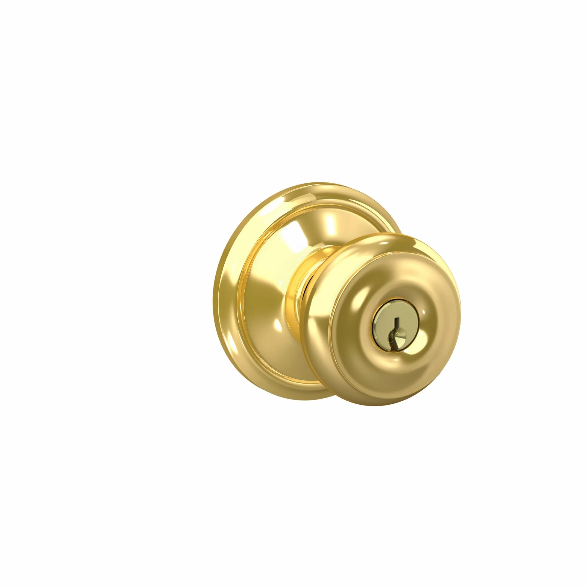 Schlage F51A GEO 605 gruzińska gałka z kluczem, jasna mosiężna blokada firmy