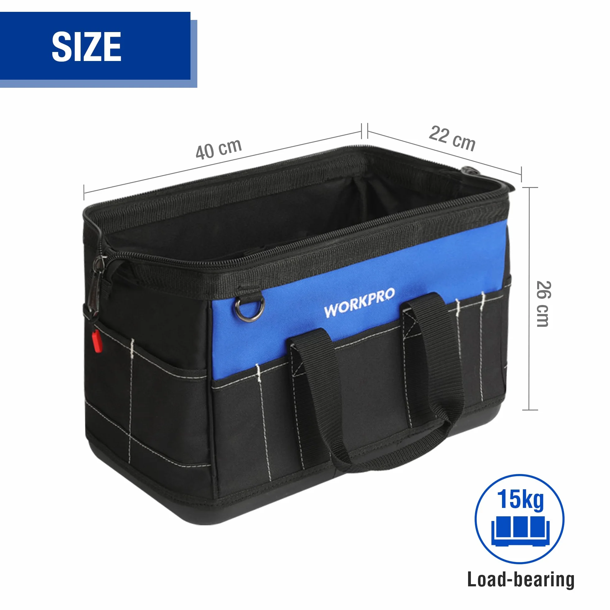 WORKPRO Torba narzędziowa 40 cm wodoodporna z kieszeniami