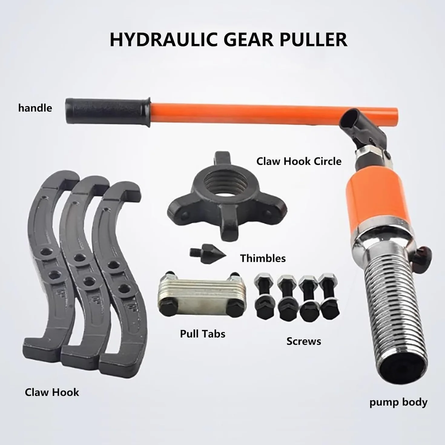 Hydrauliczny ściągacz do kół zębatych, 5T/50T, hydrauliczny ściągacz kół zębatych – 2/3-szczękowy ściągacz do łożysk piast, kół zębatych, kół pasowych, kół zamachowych – zastosowanie poziome i pionowe