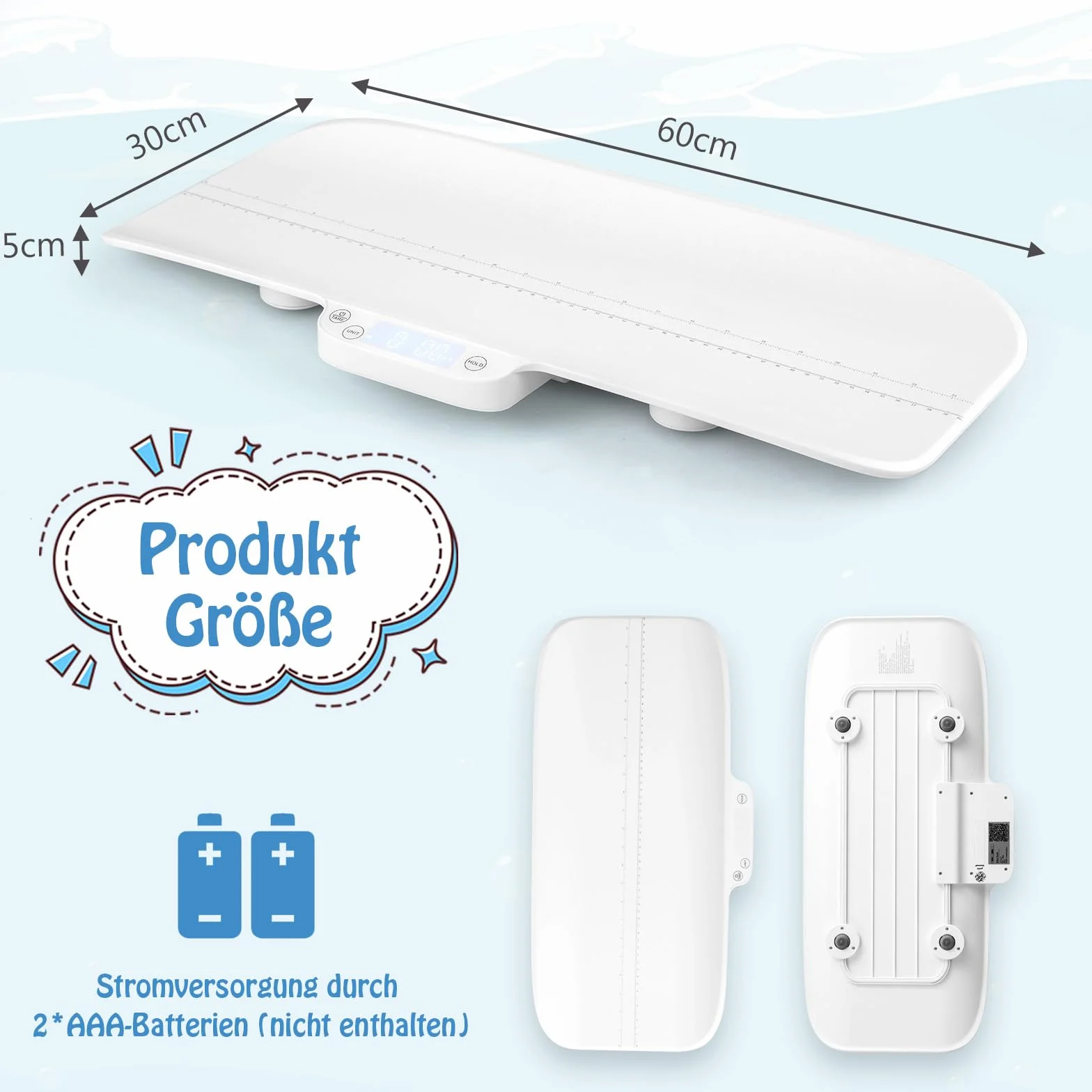 GOPLUS Cyfrowa waga dla niemowląt, inteligentna waga dla dzieci z Bluetooth i aplikacją, funkcje uchwytu i tarowania, wyświetlacz LED, wielofunkcyjna waga dla zwierząt domowych, waga do karmienia dla