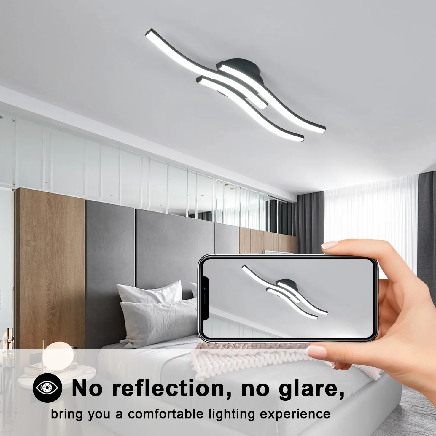 Comely Plafon LED 20W 2050LM 6500K Zimna Biel Czarny Nowoczesna Lampa Sufitowa