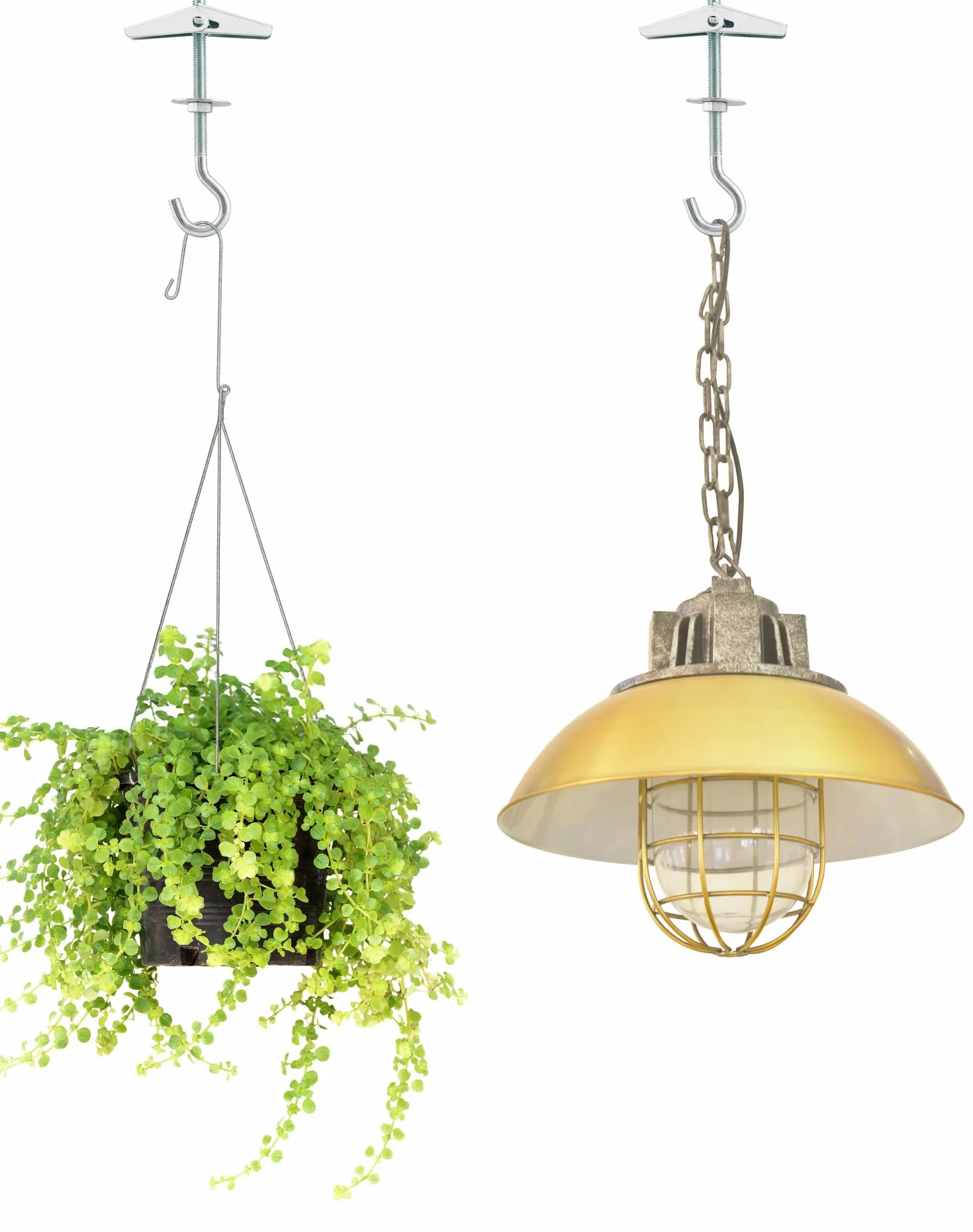 QWORK 12 szt Śruby sprężynowe M5 x 90mm, kotwy hakowe ze stali węglowej, do wiszących roślin, śruby rozporowe do sufitów z płyt gipsowo-kartonowych