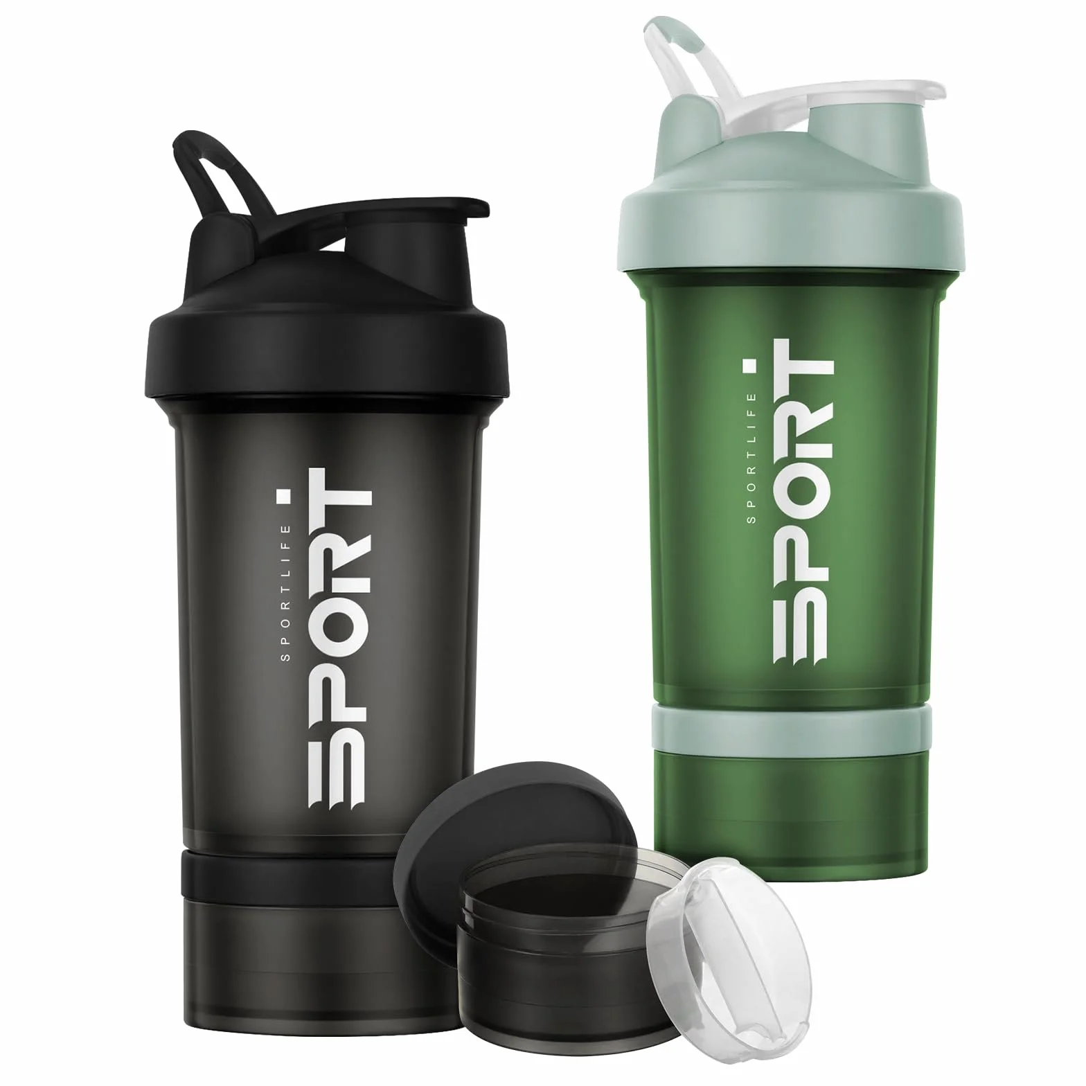 Shaker proteinowy 500 ml stal nierdzewna 2 kulki do mieszania nie zawiera BPA skala pomiarowa (G czarny)