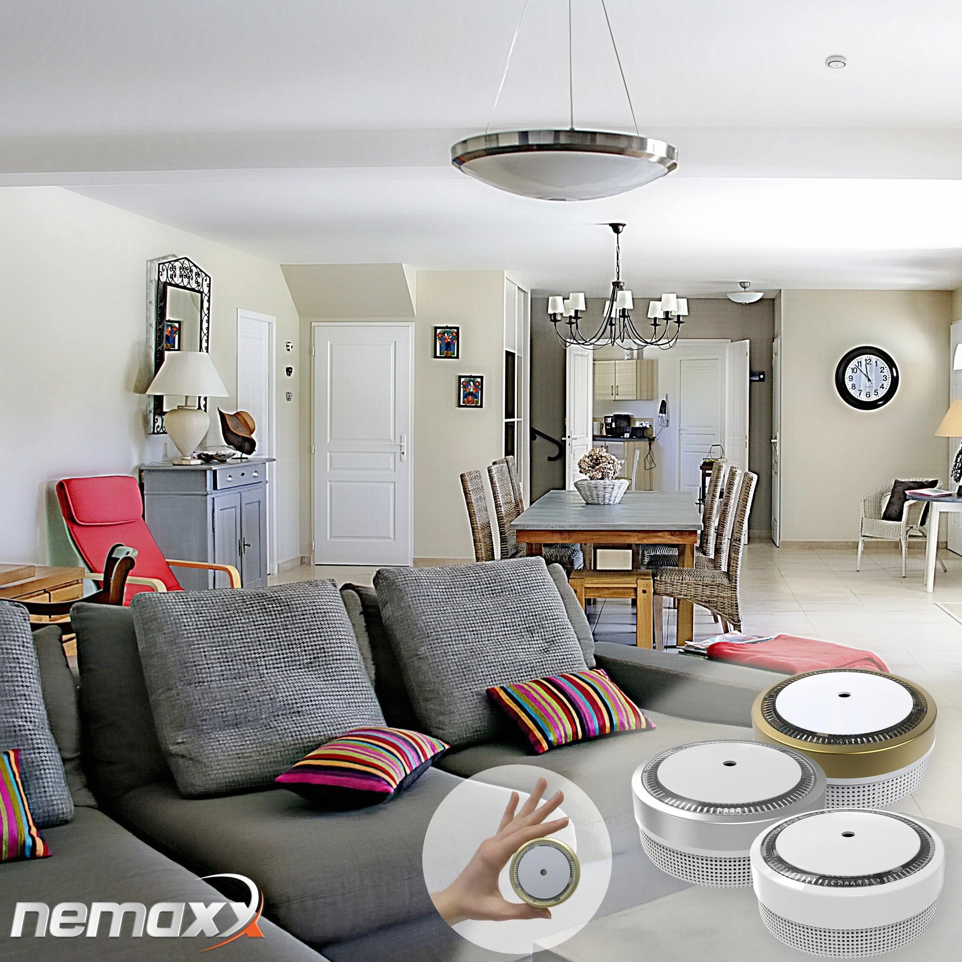 7X Nemaxx M1-Mini czujnik dymu – czuły, fotoelektryczny czujnik dymu z baterią litową typ DC3V zgodnie z normą DIN EN14604 i VDs – złoty
