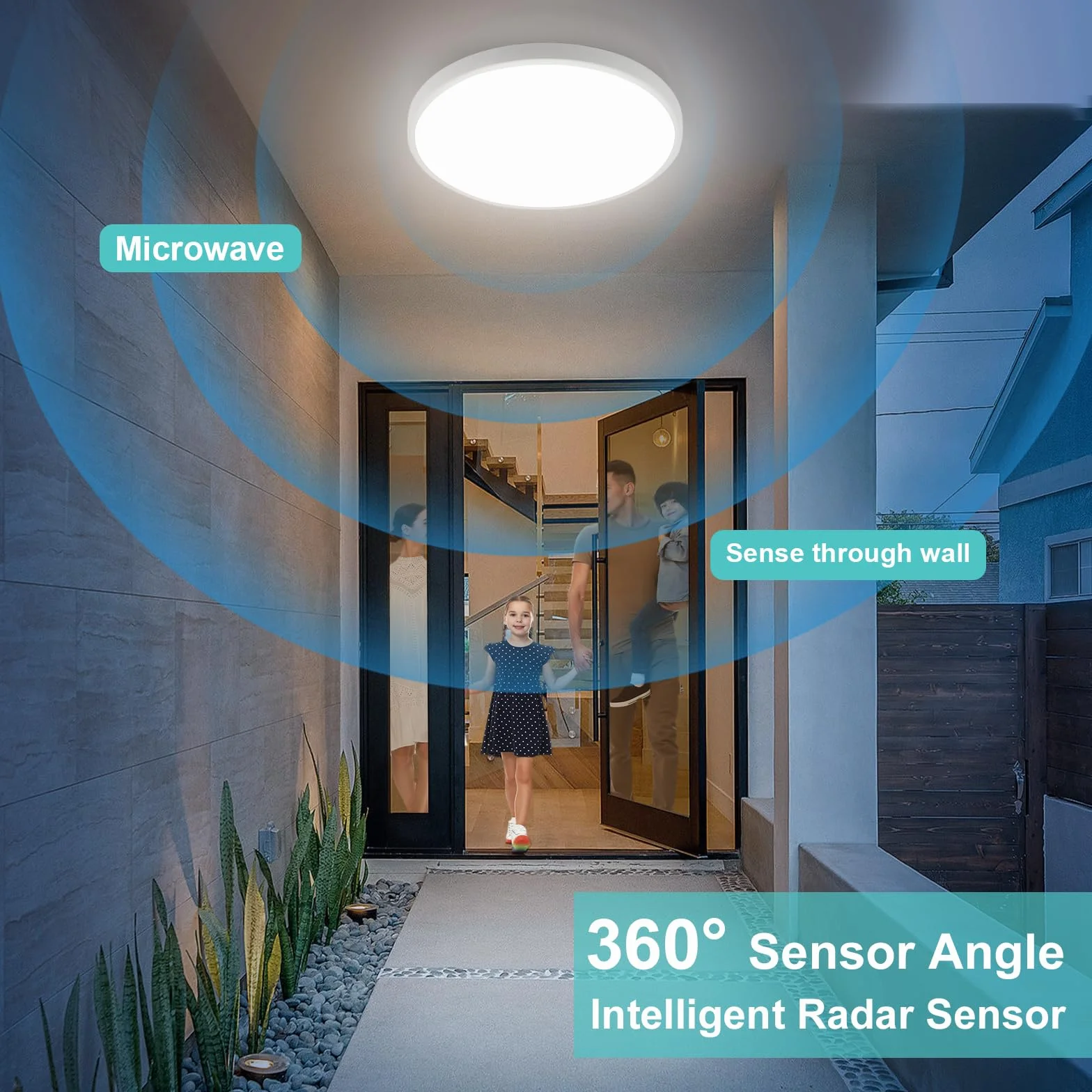 Oraymin Lampa sufitowa LED z czujnikiem ruchu, 18 W, 1800 lm, lampa sufitowa LED z pilotem zdalnego sterowania, IP54, 4000 K, lampa z czujnikiem ruchu, do wewnątrz, na schody, do korytarza, piwnicy