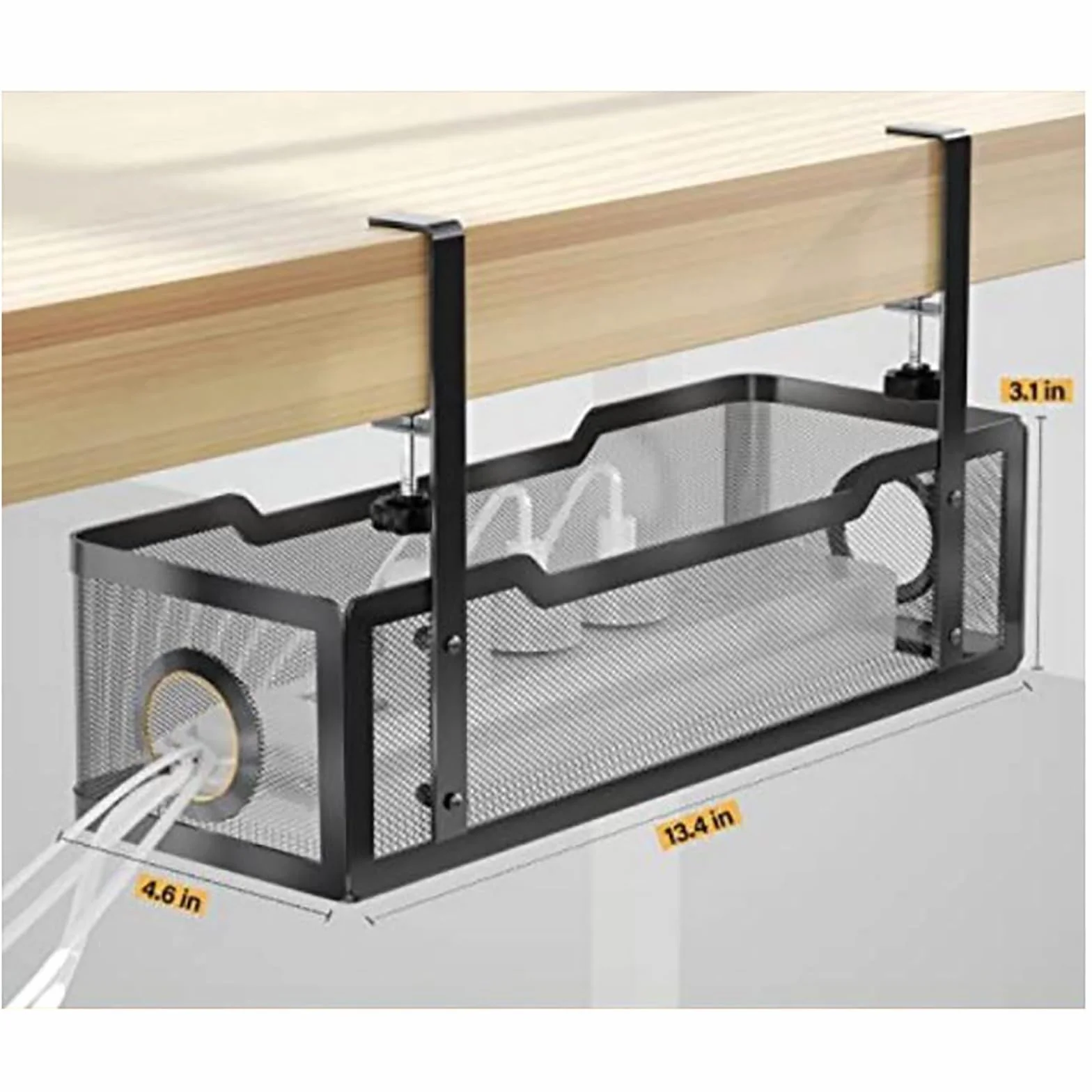 Taca do zarządzania kablami Organizer na kable pod stołem bez perforowanego kosza do przechowywania Regulowana półka pod biurkiem Organizer sznurkowy (kolor: czarny, rozmiar: 34 x 11,7 x 7,9 cm)