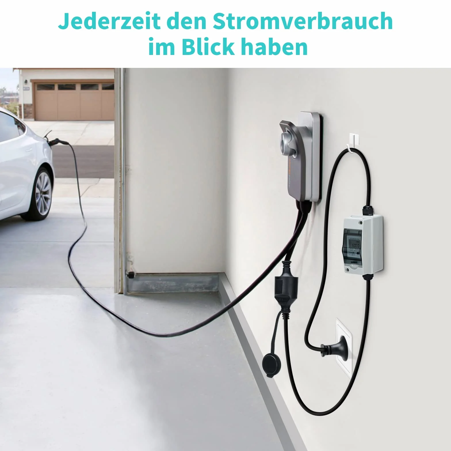 Mobilny cyfrowy licznik prądu, briidea 230 V, mobilny miernik KWH z wodoszczelnością IP65, skalibrowany (z resetem), gumowy kabel do węża, przenośny, do samochodów kempingowych, pojazdów