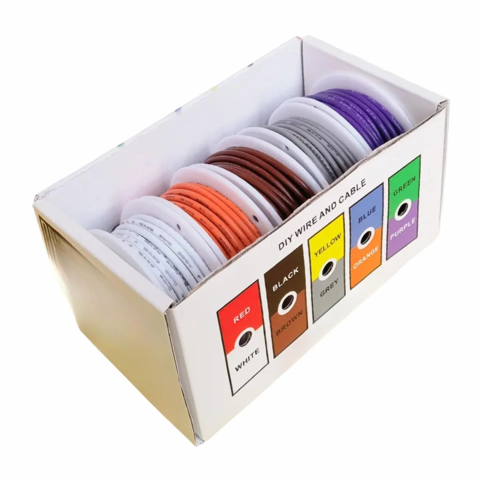 (5 kolorów Mix Kit) UL1007 PVC Cable 16 18 20 22 24 26 28 30AWG (Box 2; 30AWG 20 m x 5 rolek)