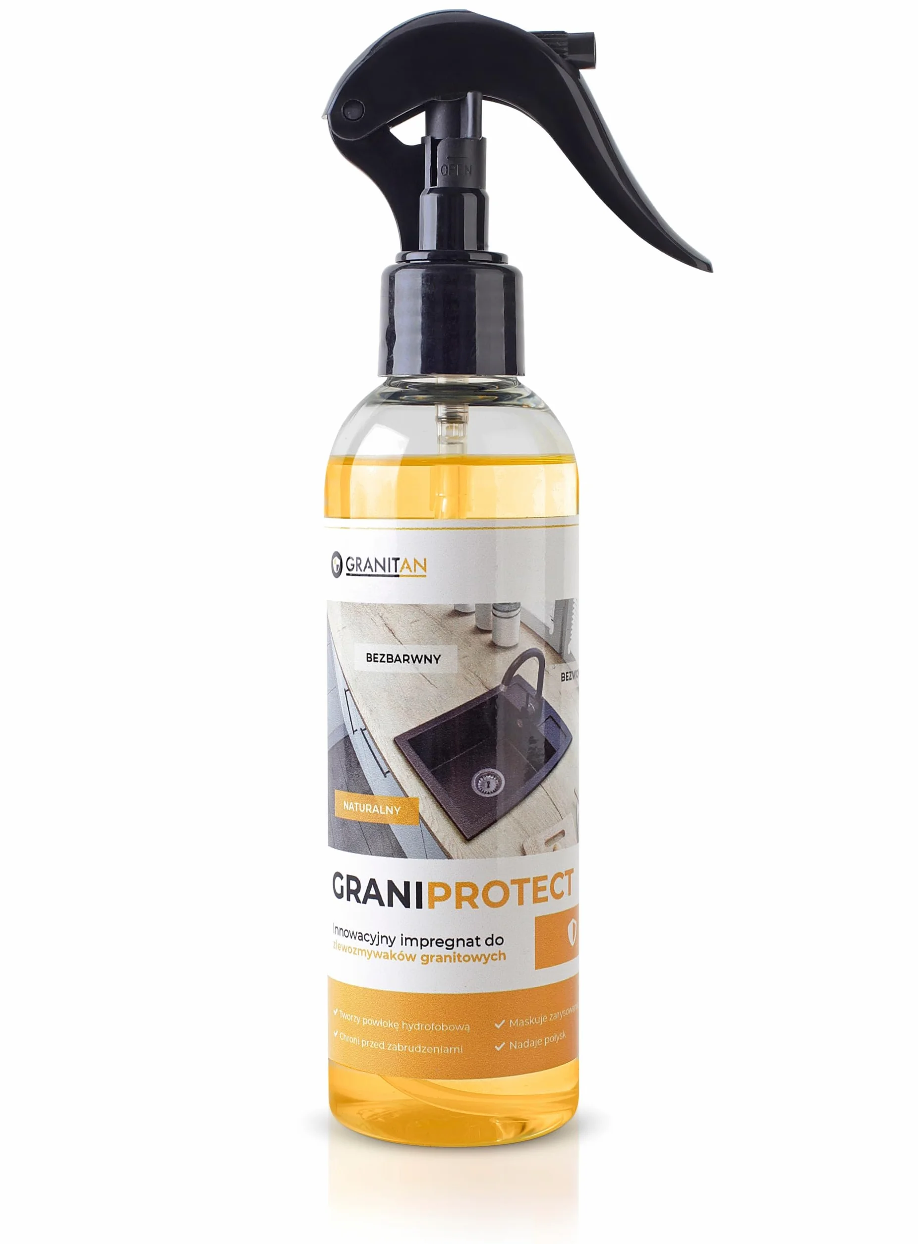 Granitan Impregnacja do zlewozmywaków granitowych, politura – uszczelnienie – 200 ml, GraniProtect – odporny na zarysowania środek impregnujący do tworzyw sztucznych, warstwa ochronna