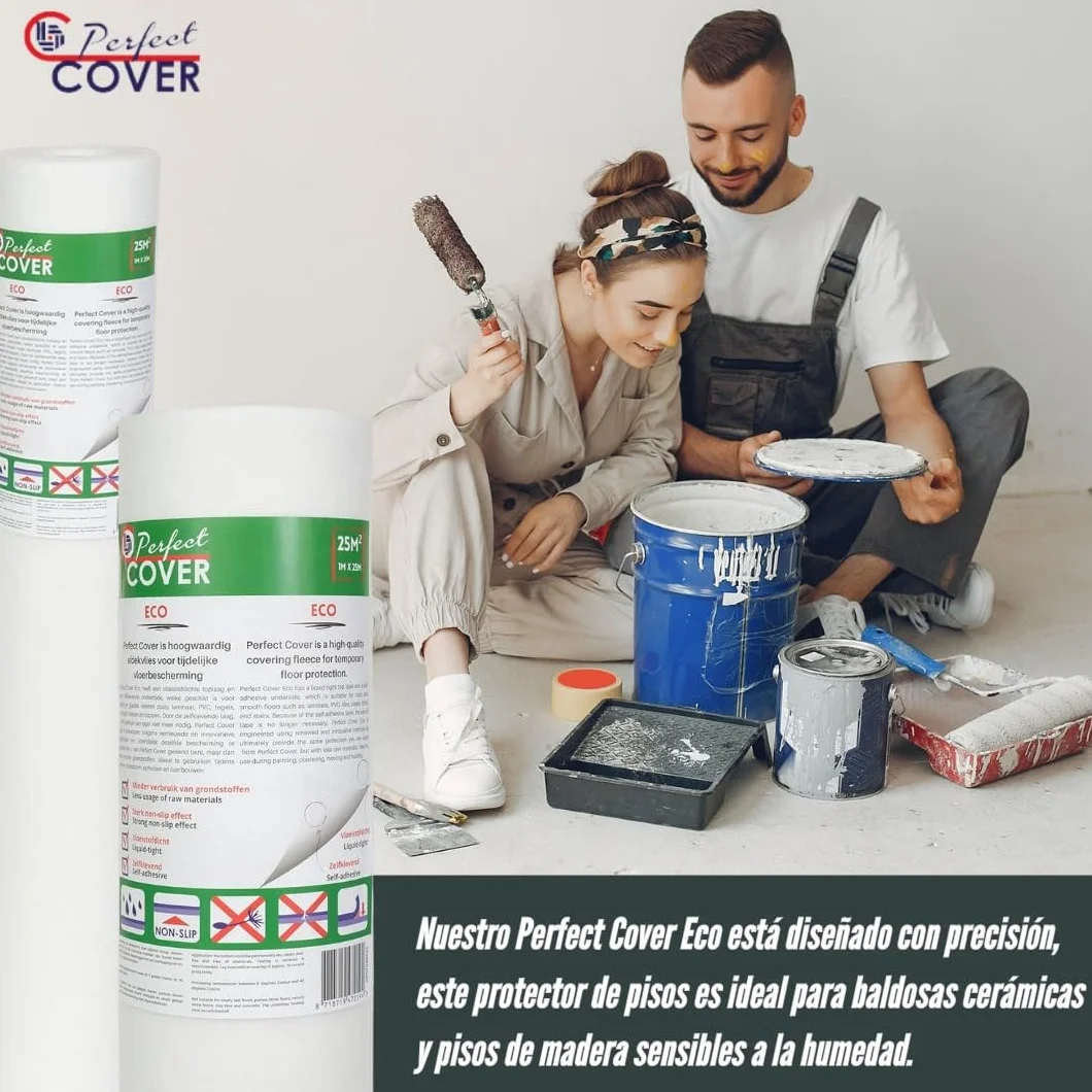 Perfect Cover® Eco Samoprzylepny tynk – włóknina malarska – powłoka z powłoką antypoślizgową – ochrona schodów – ochrona podłogi podczas prac DIY, na plac budowy i renowacji (0,65 x 25 m)