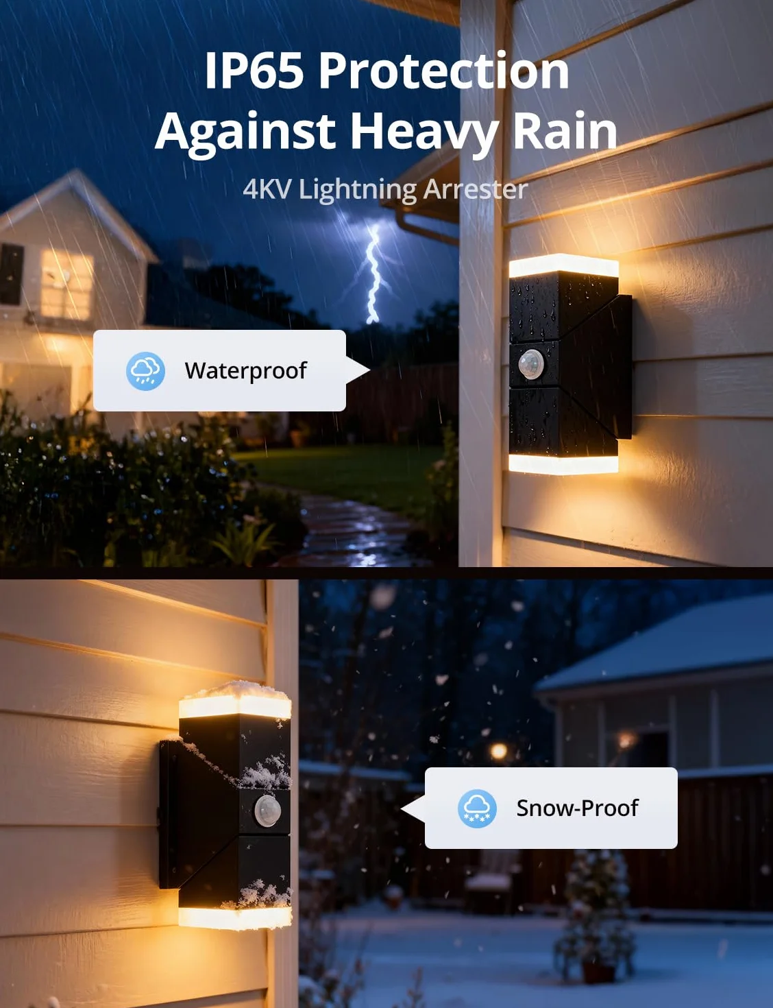 Combuh IP65 Wodoodporne Ścienne Lampy Zewnętrzne Zasilane Sieciowo, Zewnętrzne Oświetlenie Drzwi Wejściowych Z Czujnikiem PIR, Czarny 12W 960LM Ciepłe Białe, Ogród Ganek Taras