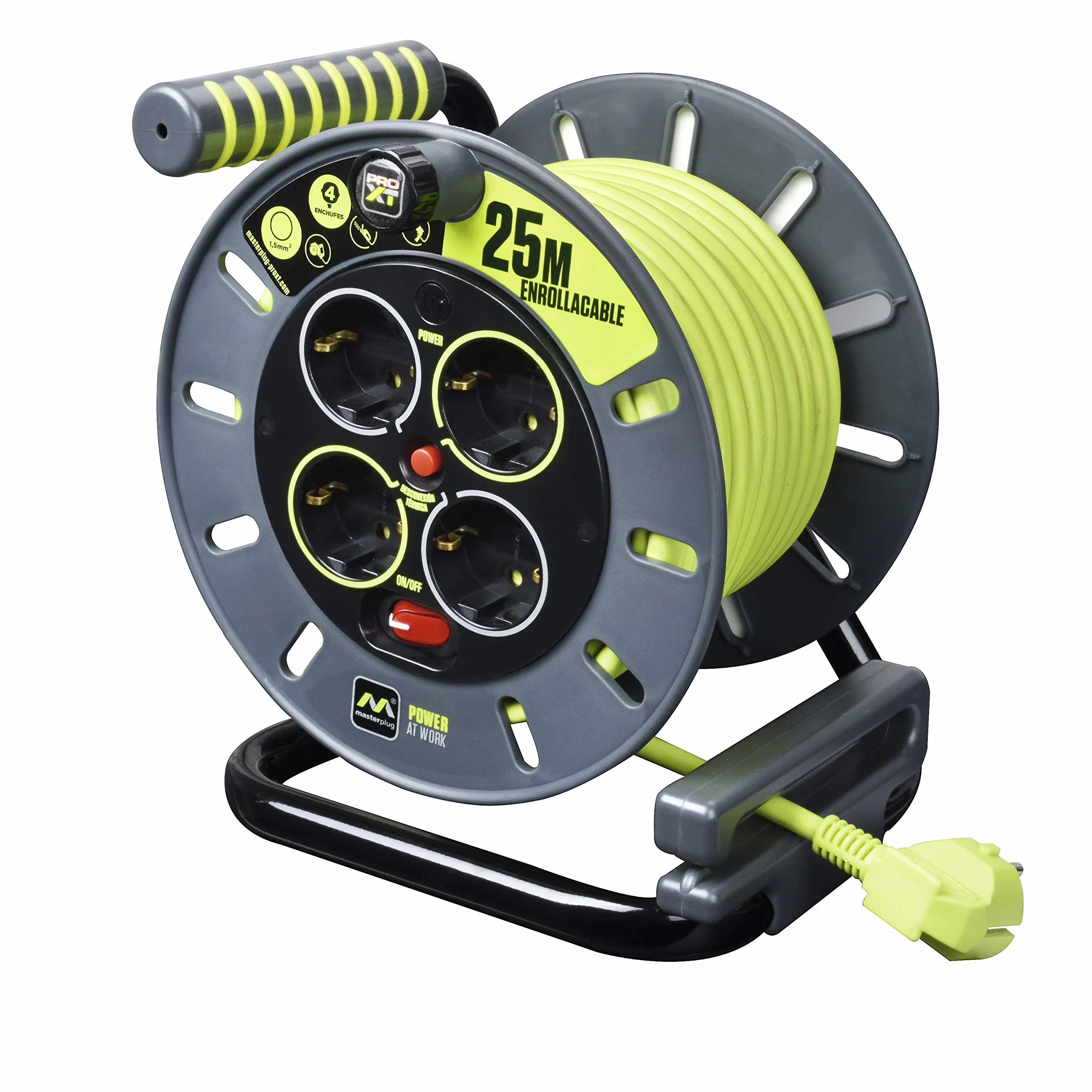 Masterplug OME25164SL-PX Rewind Cord 3000 W 250 V szary zielony pistacjowy